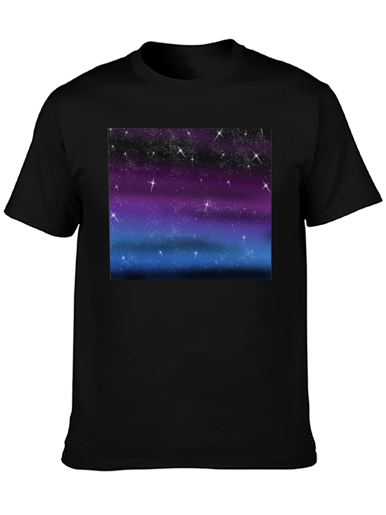 Galaxy Sky Starry Night Mens Black Tee