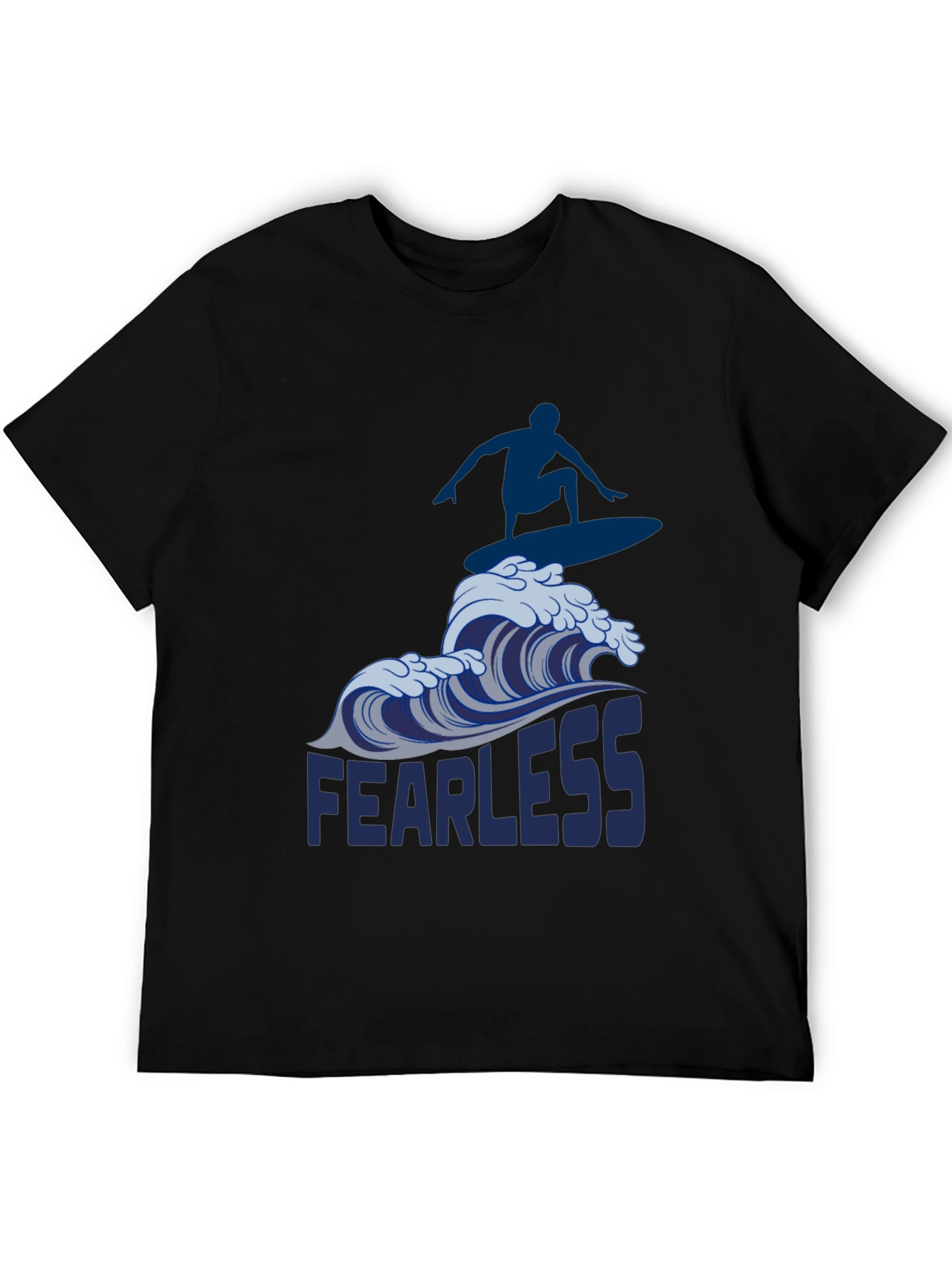 Fearless Surfer Graphic Tee - Black Cotton T-Shirt
