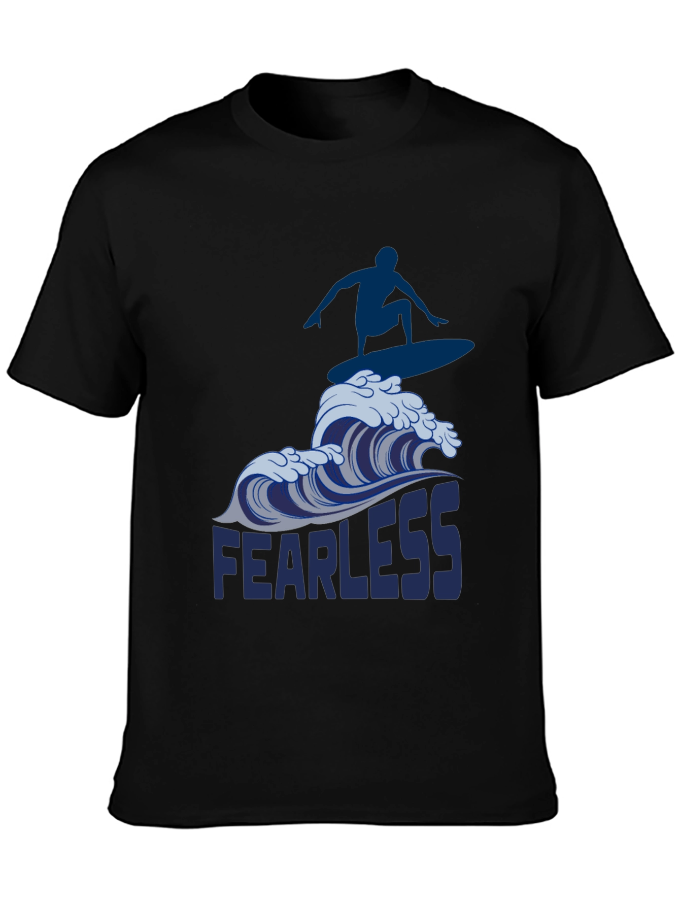 Fearless Surfer Graphic Tee - Black Cotton T-Shirt