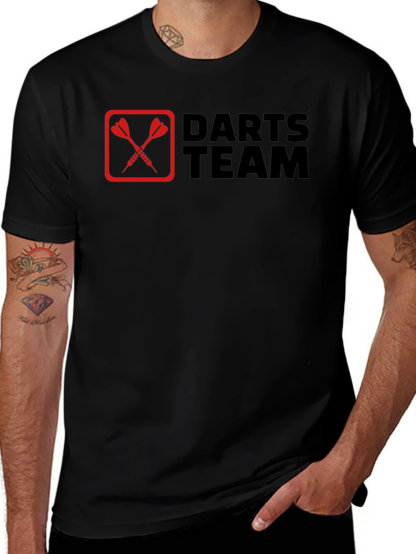 Darts Team Graphic Tee - Black Cotton T-Shirt