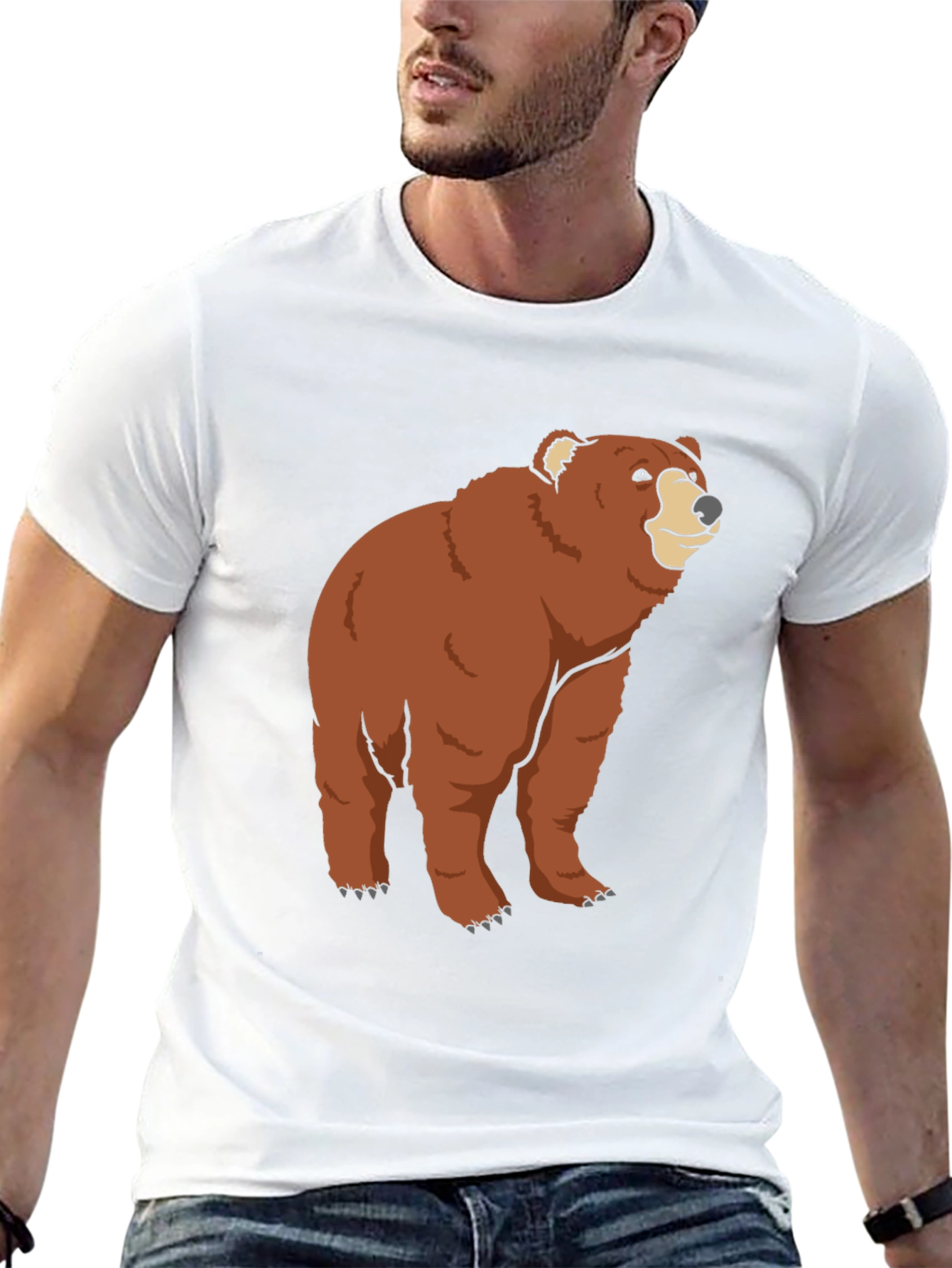 Bear Graphic T-Shirt - Black Cotton Tee