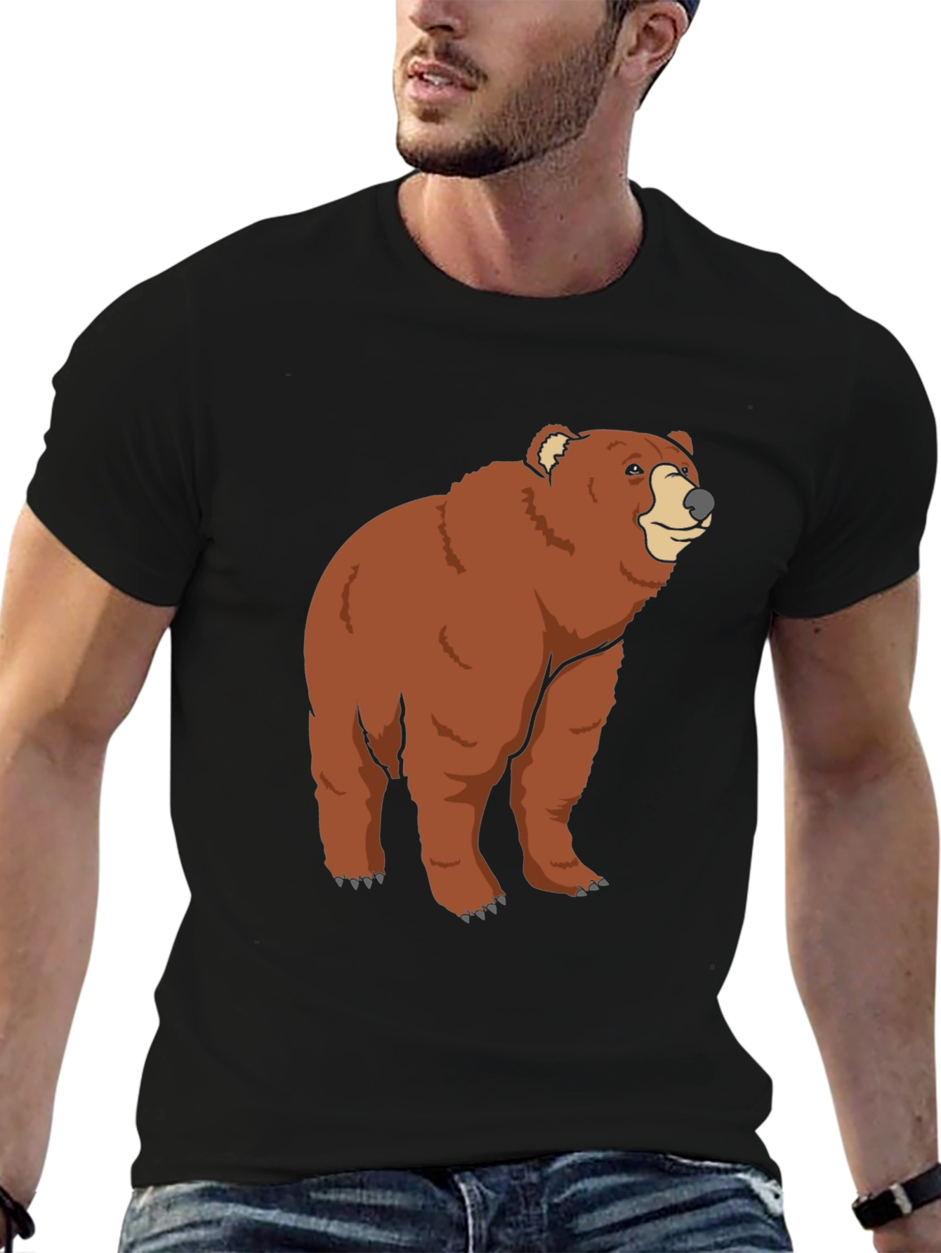 Bear Graphic T-Shirt - Black Cotton Tee