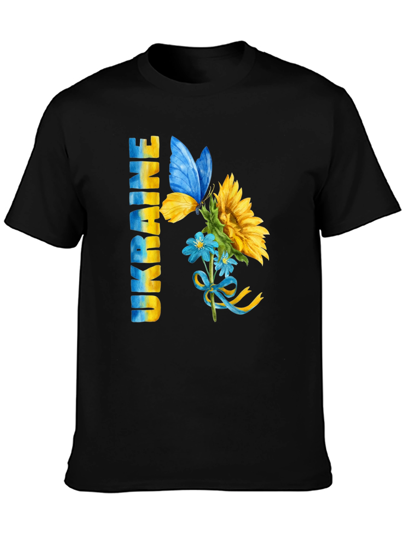 Ukraine Pride T-Shirt: Sunflower Butterfly Design