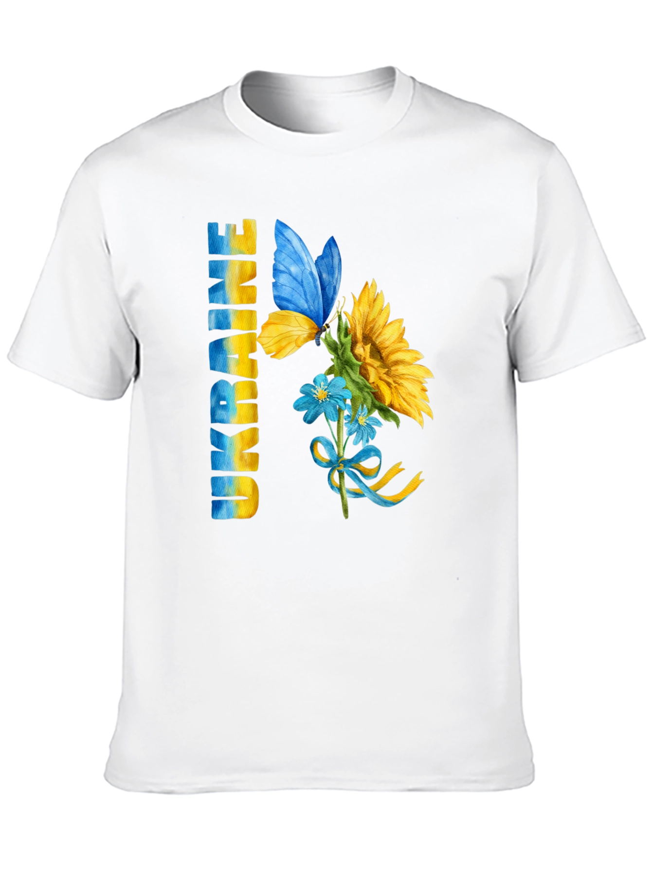 Ukraine Pride T-Shirt: Sunflower Butterfly Design