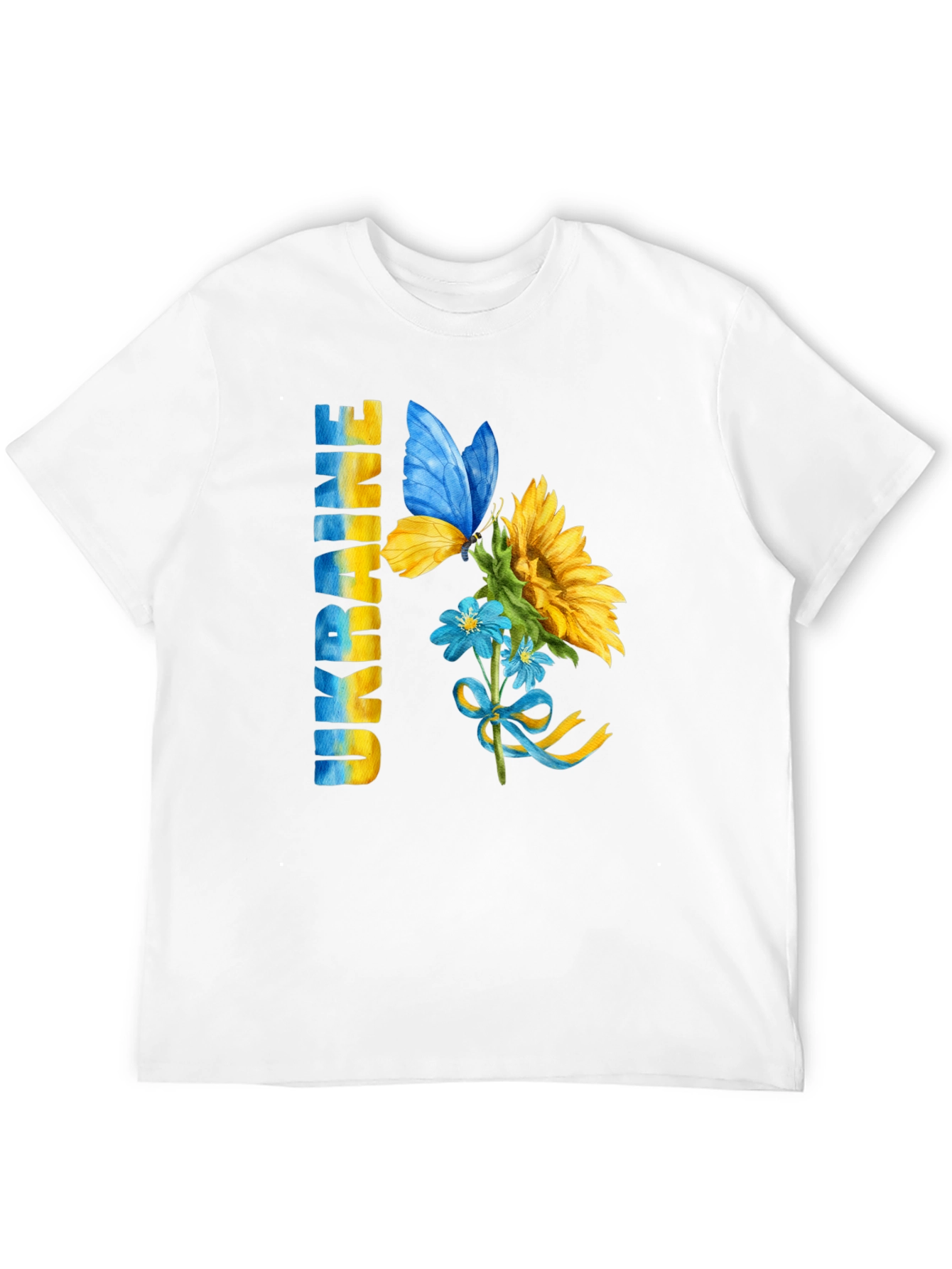Ukraine Pride T-Shirt: Sunflower Butterfly Design