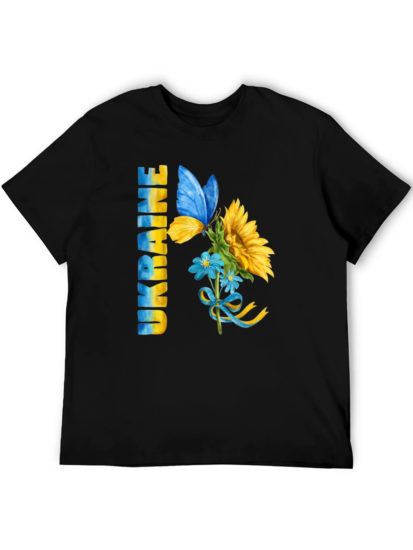 Ukraine Pride T-Shirt: Sunflower Butterfly Design