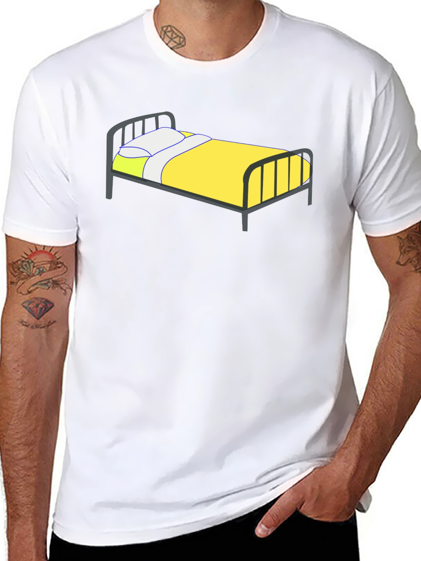 Bed Graphic T-Shirt - Black Casual Tee