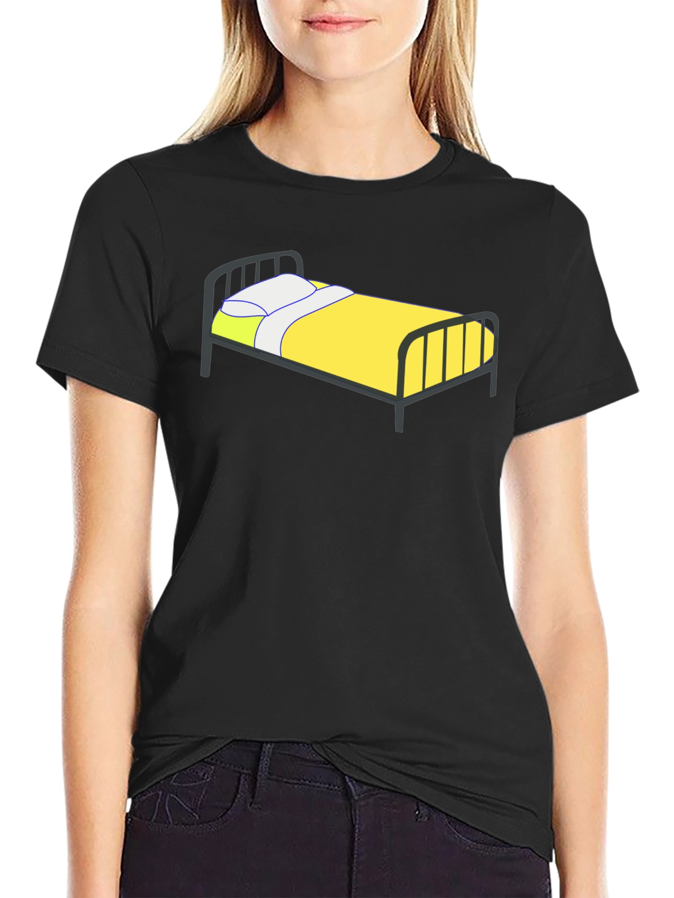 Bed Graphic T-Shirt - Black Casual Tee