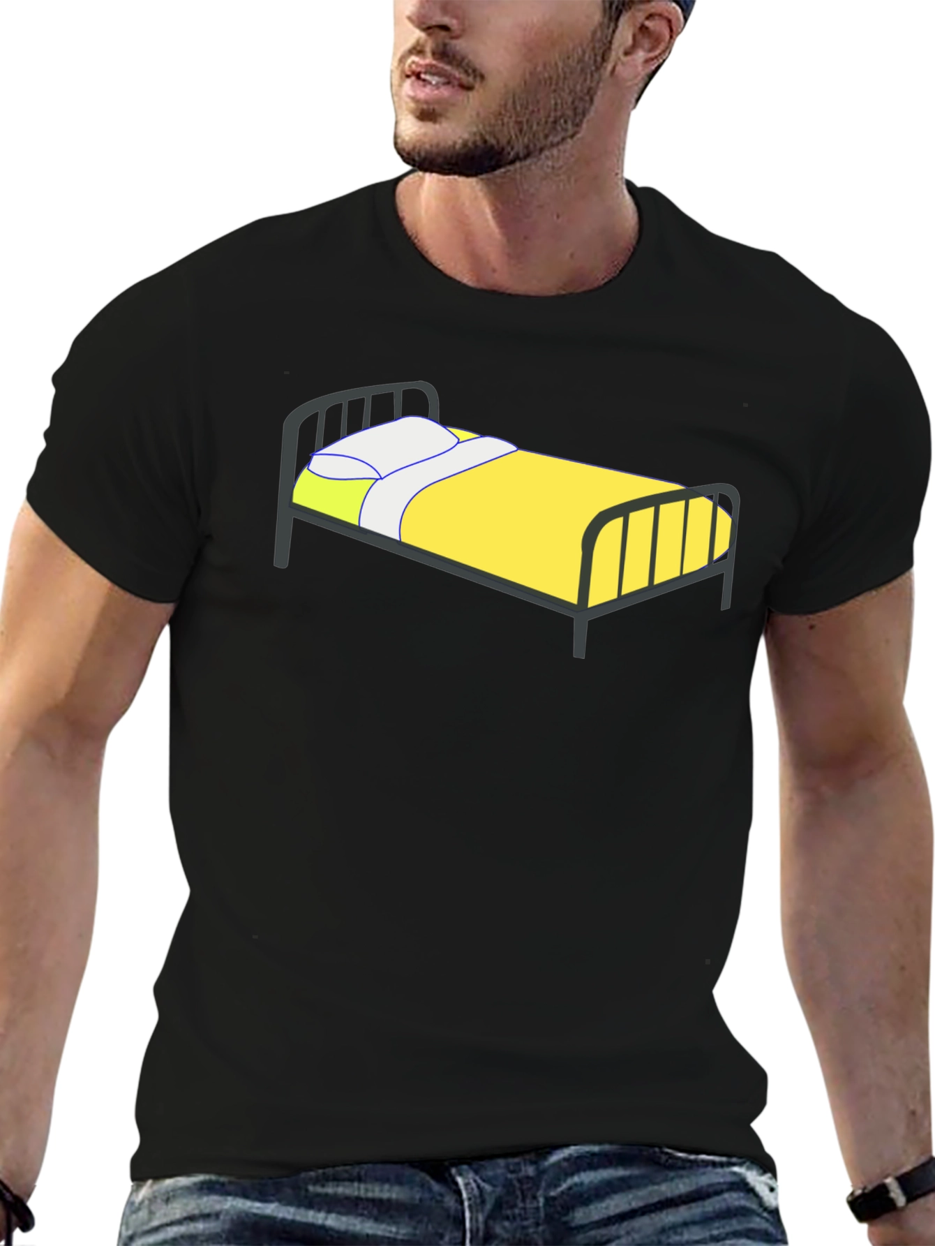 Bed Graphic T-Shirt - Black Casual Tee