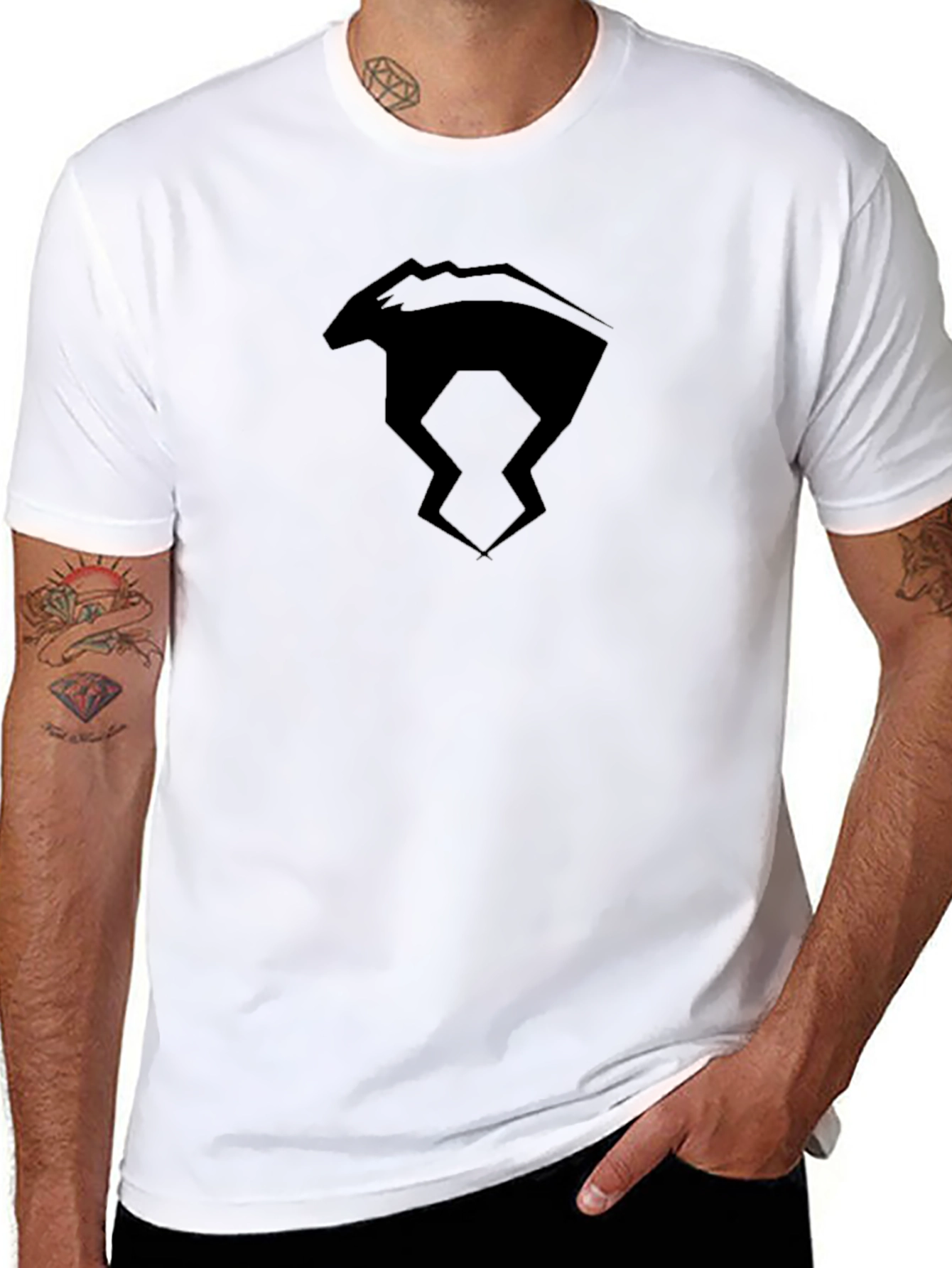 Black T-Shirt with Abstract Bear Graphic