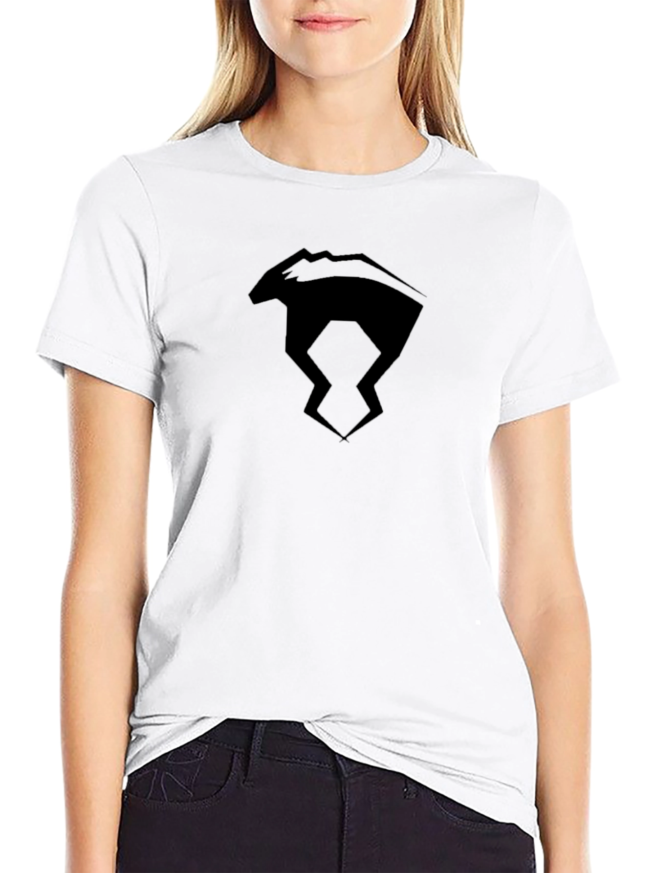 Black T-Shirt with Abstract Bear Graphic