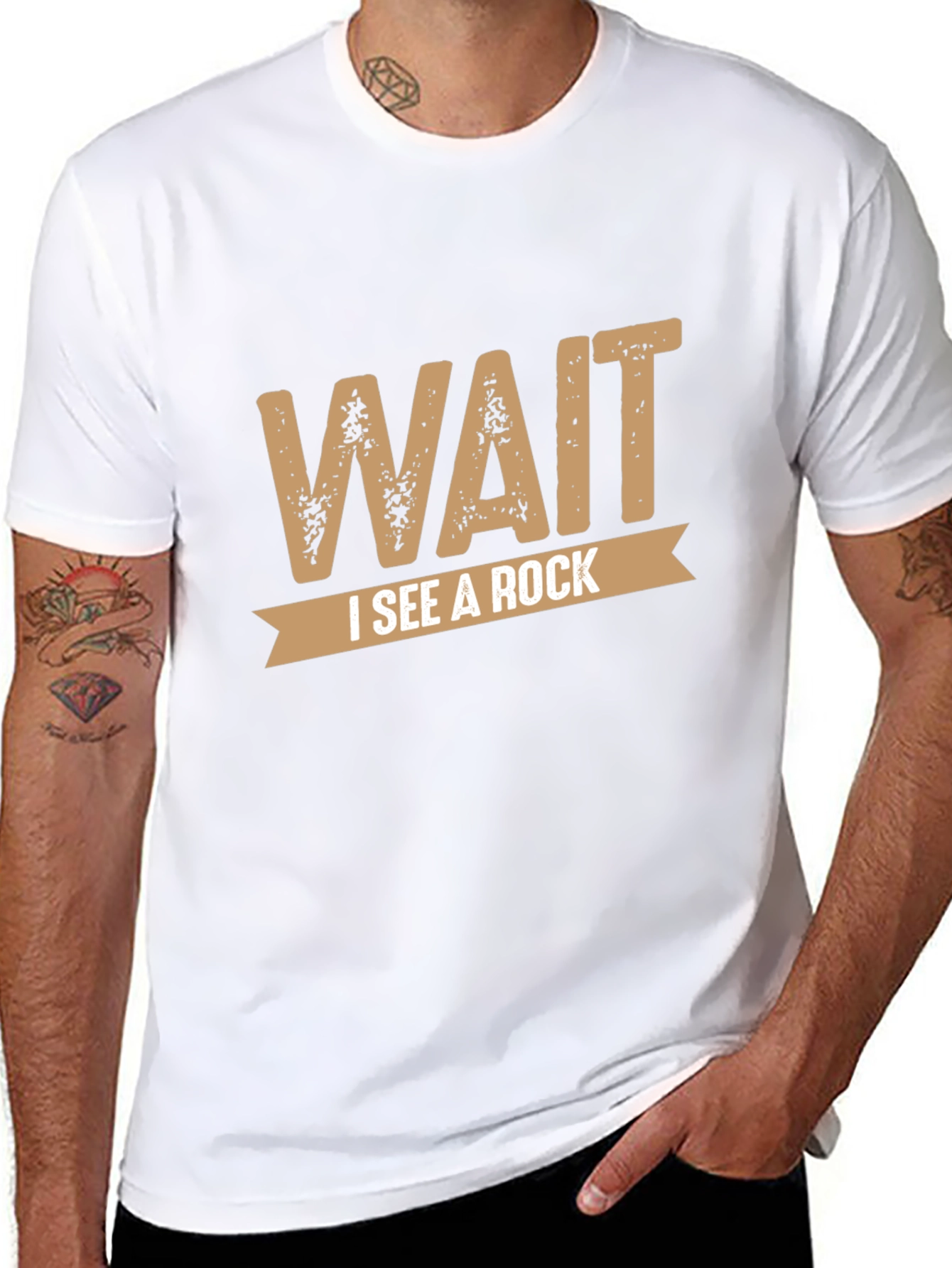 Wait I See a Rock Novelty Graphic T-Shirt