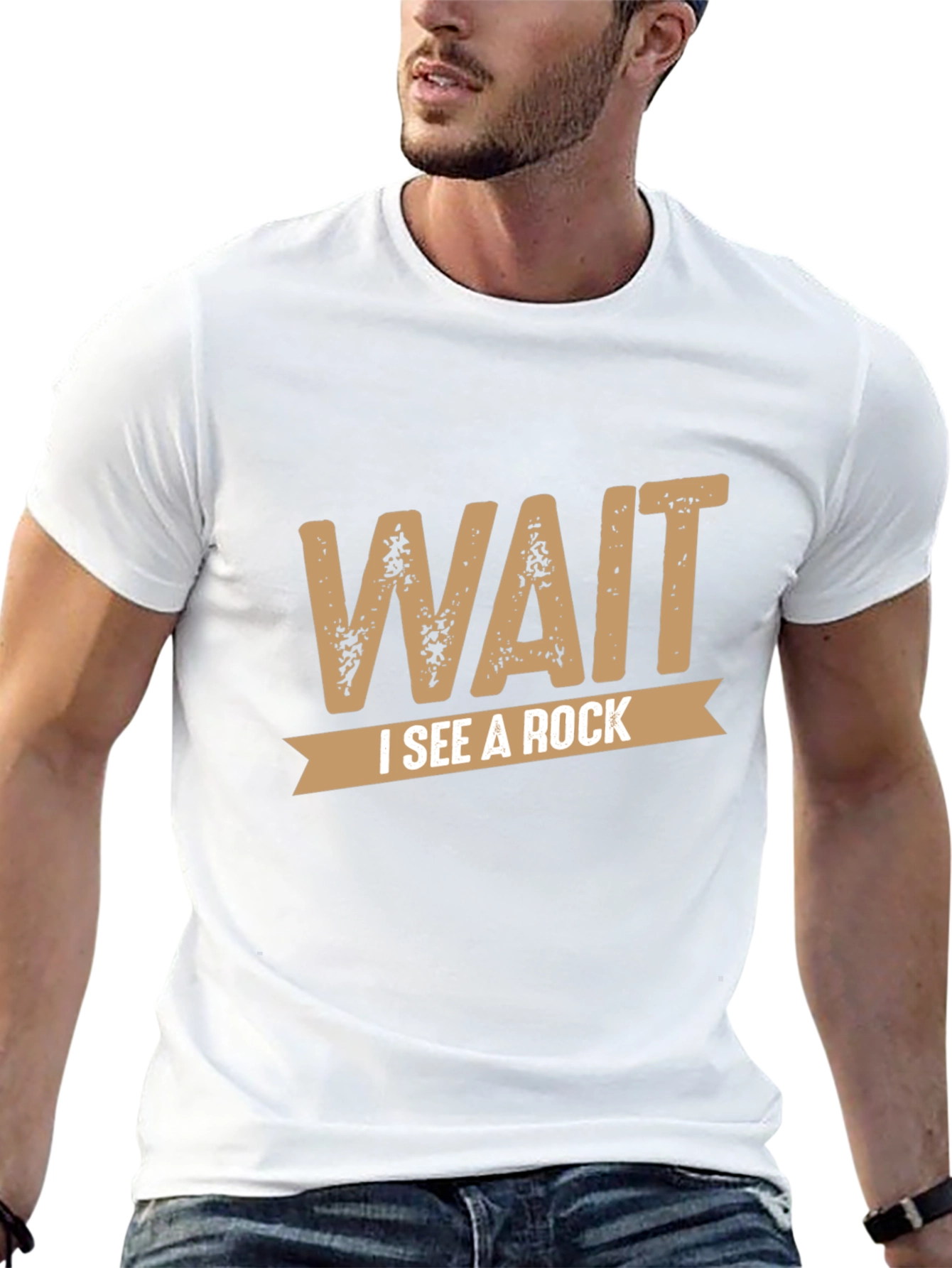 Wait I See a Rock Novelty Graphic T-Shirt