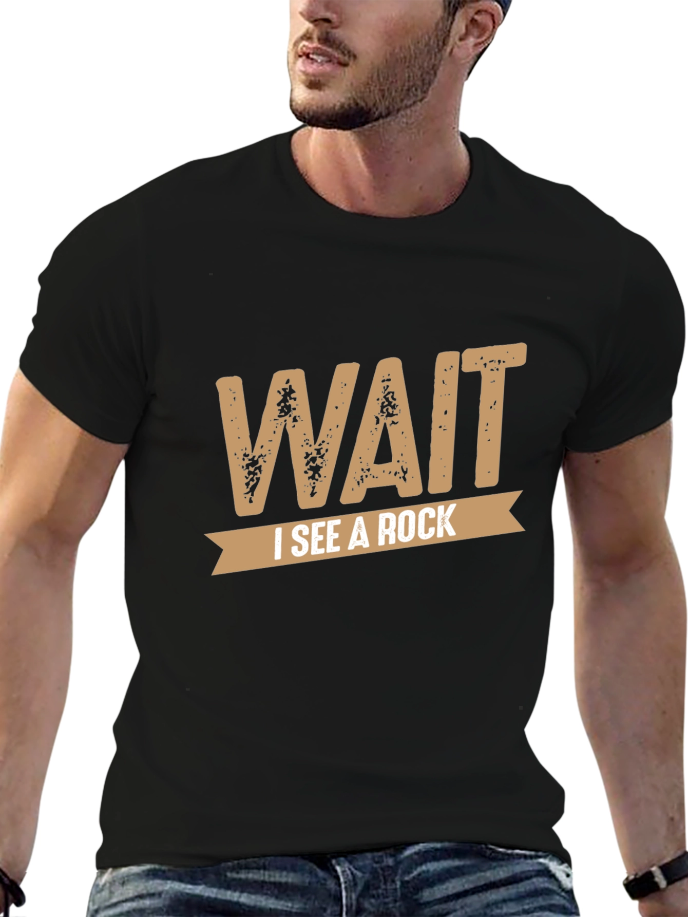 Wait I See a Rock Novelty Graphic T-Shirt