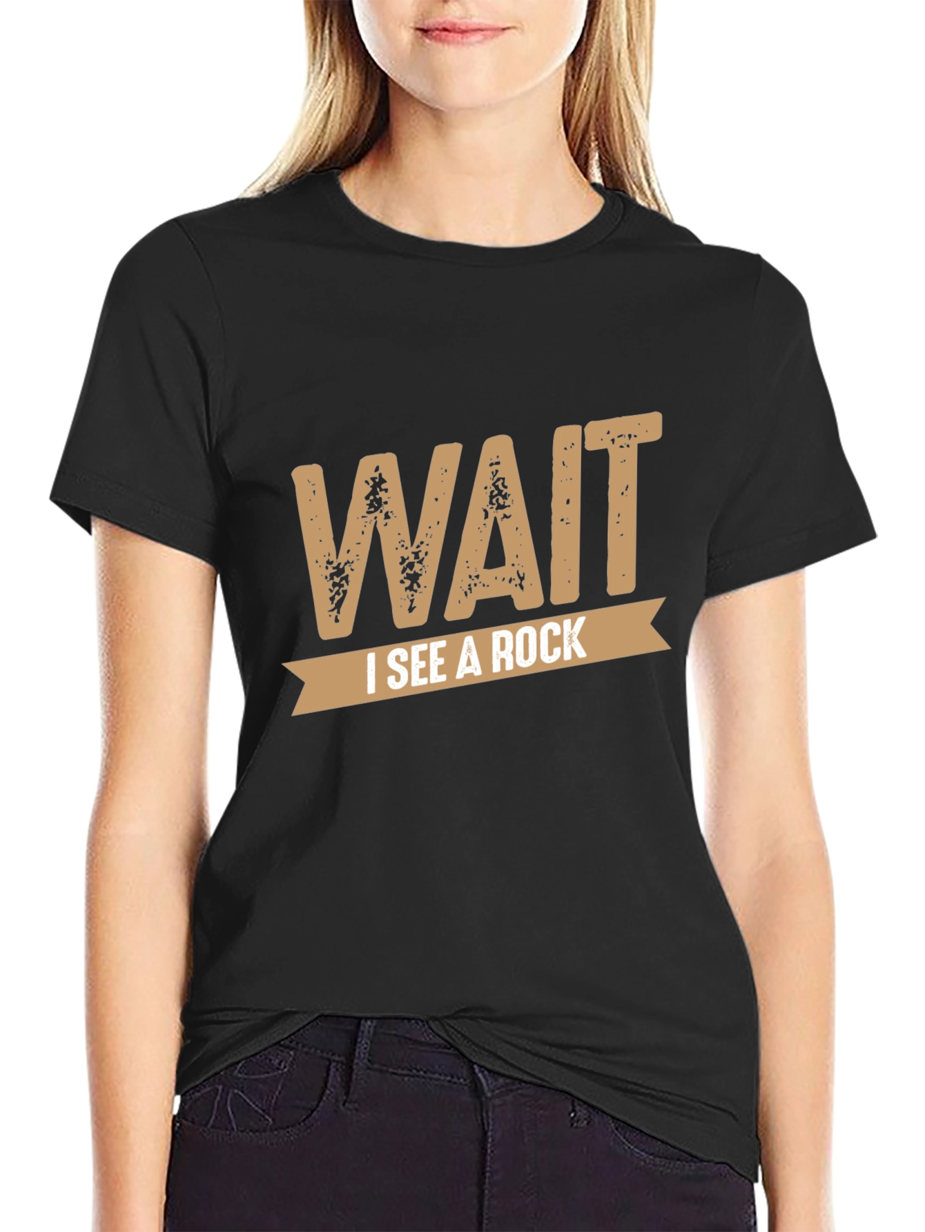 Wait I See a Rock Novelty Graphic T-Shirt