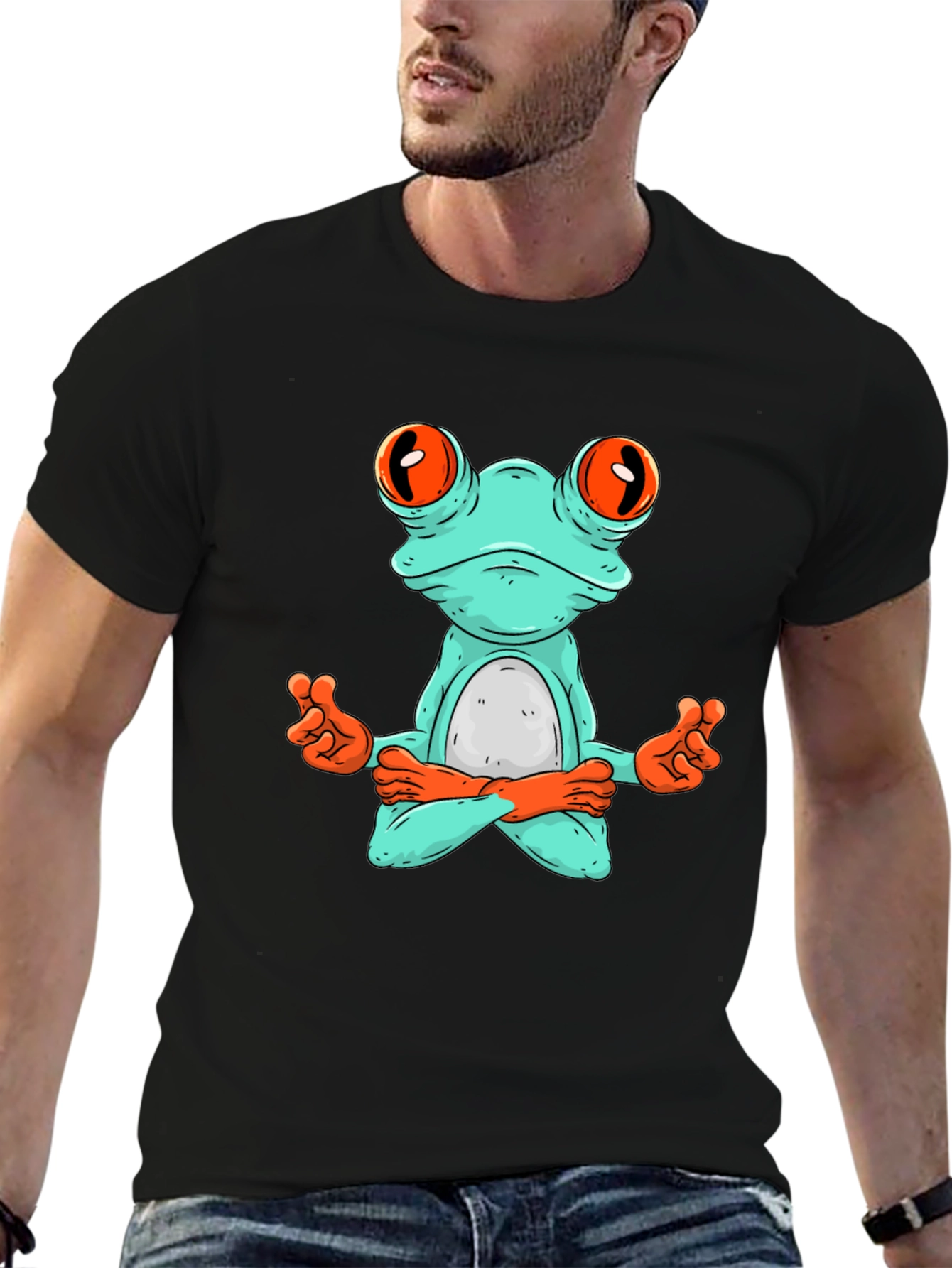 Meditating Frog Graphic Tee - Zen Style