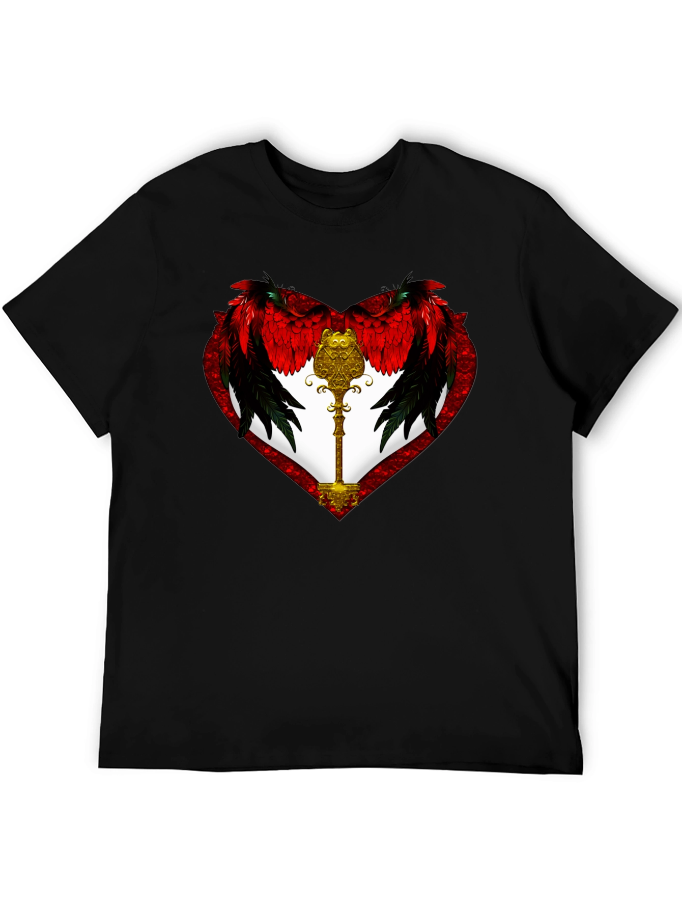 Winged Heart & Key Graphic T-Shirt