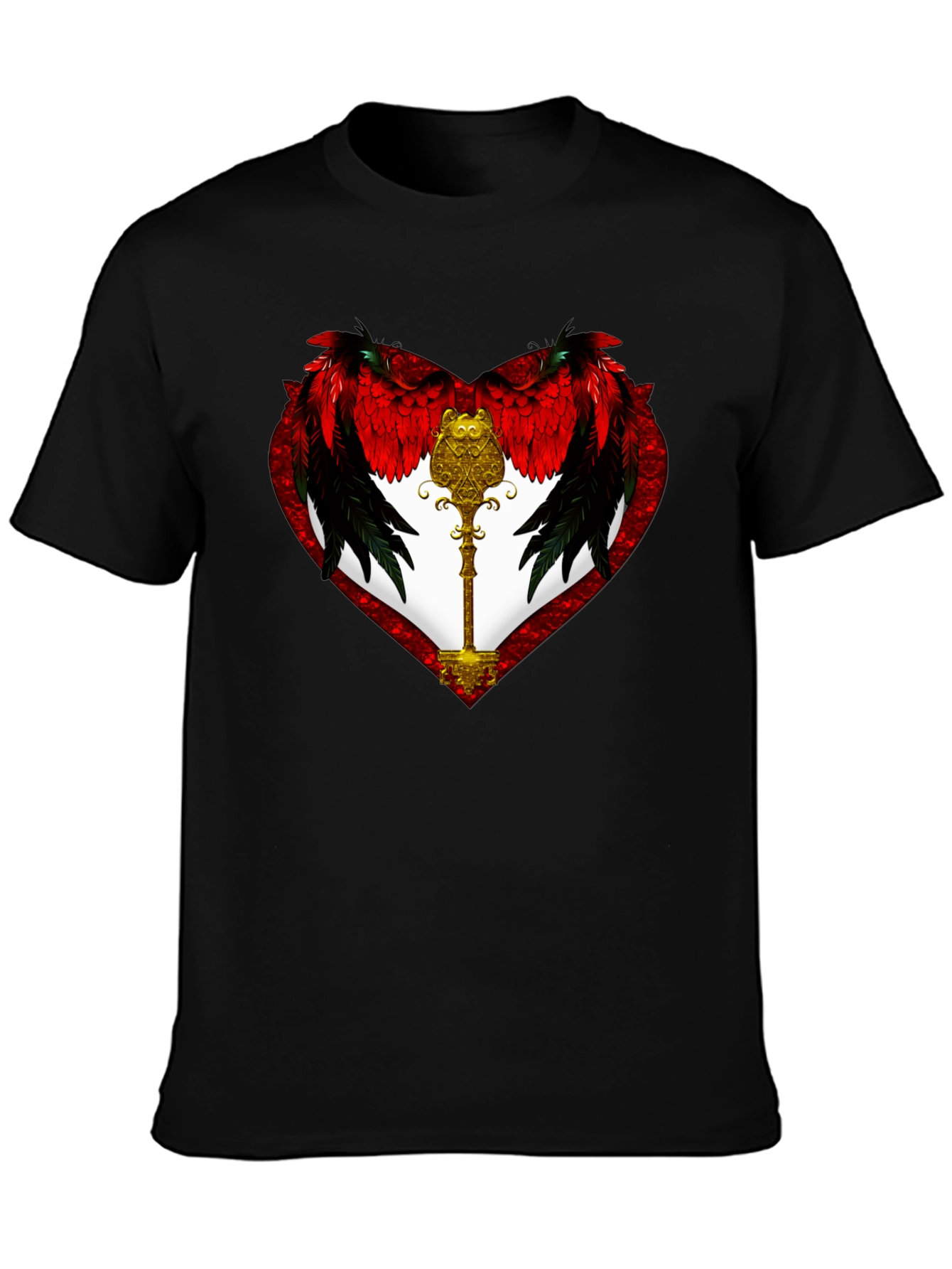 Winged Heart & Key Graphic T-Shirt