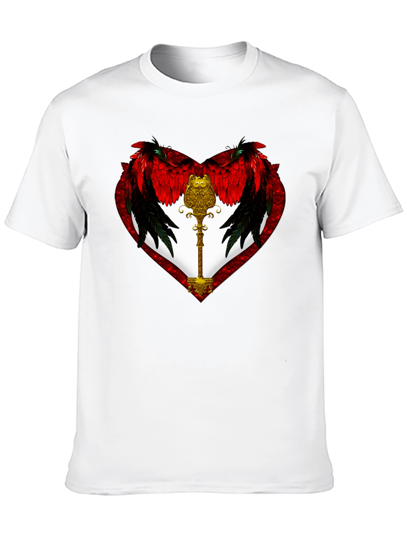 Winged Heart & Key Graphic T-Shirt