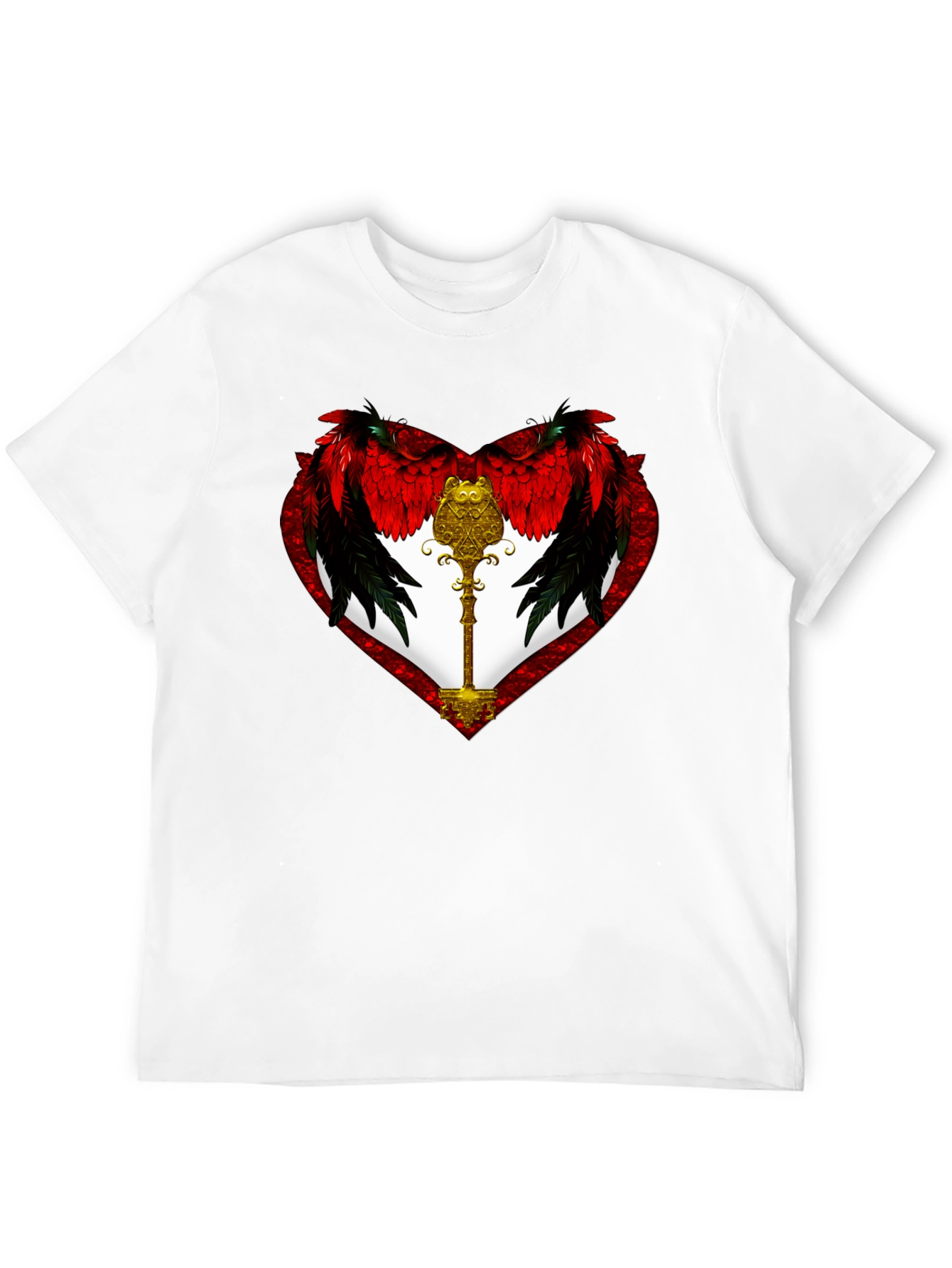 Winged Heart & Key Graphic T-Shirt
