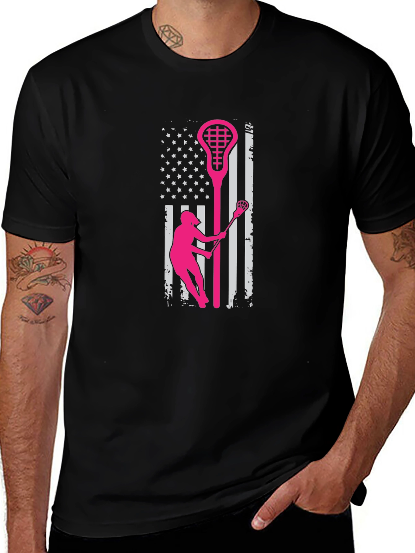 Lacrosse USA Flag T-Shirt - Patriotic Sportswear