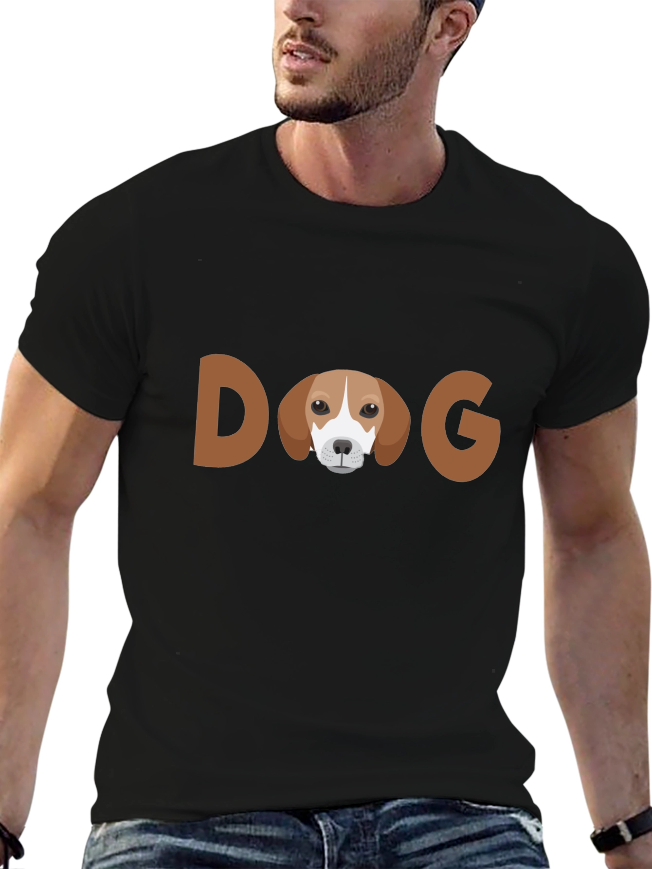 Dog Graphic Tee - Unisex Casual Black T-Shirt