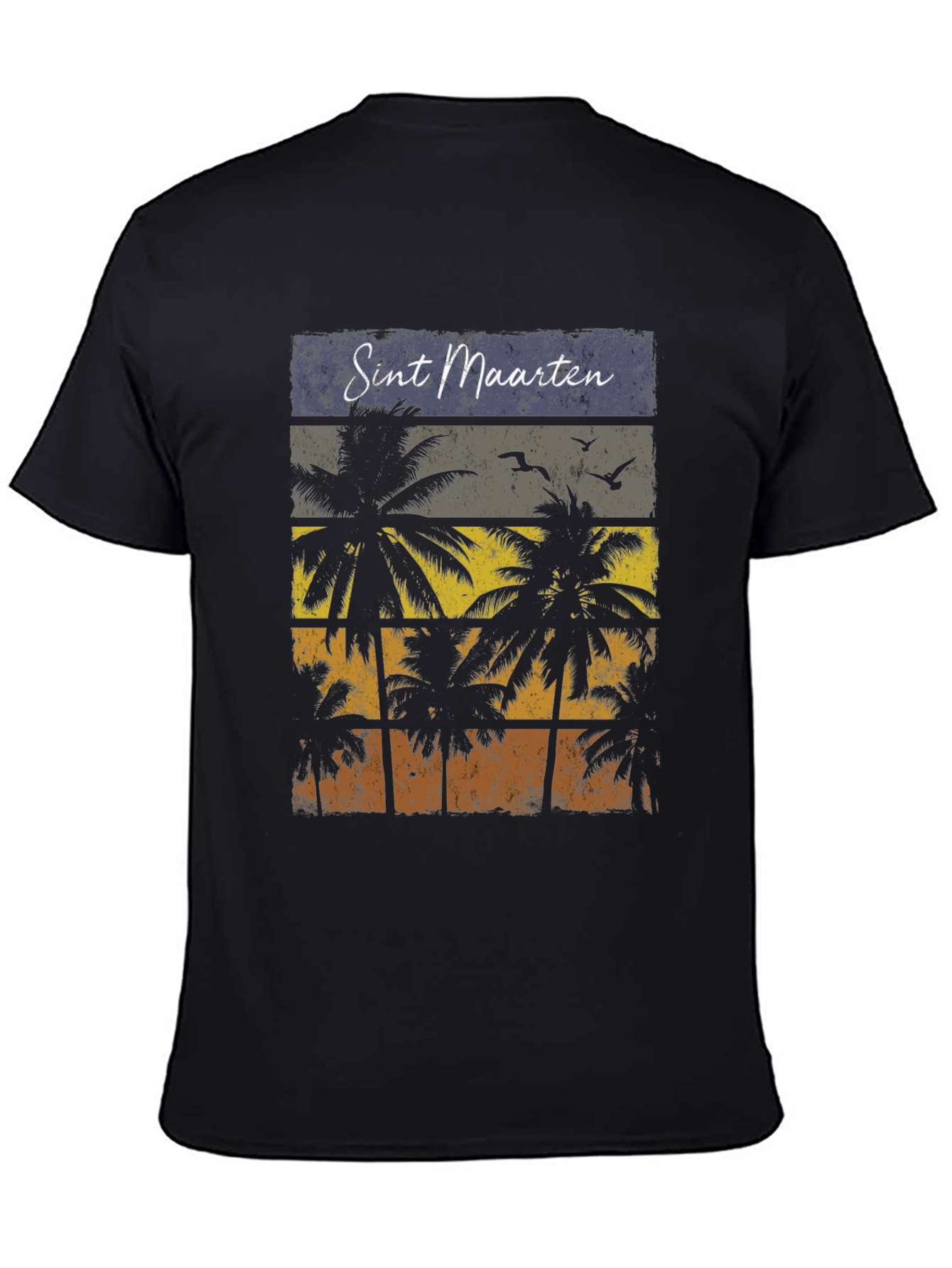 Sint Maarten Palm Tree Black T-Shirt
