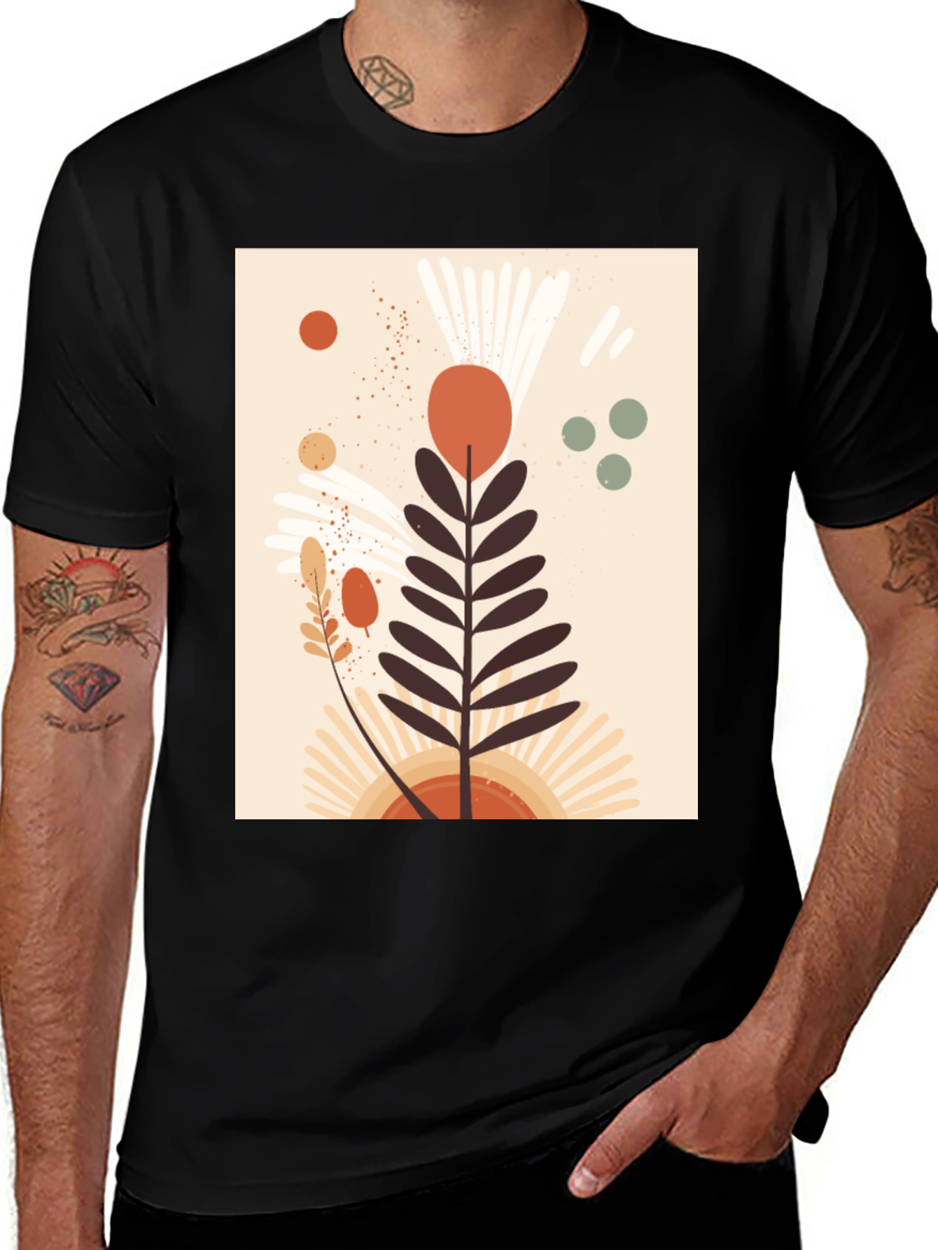 Botanical Graphic Black T-Shirt