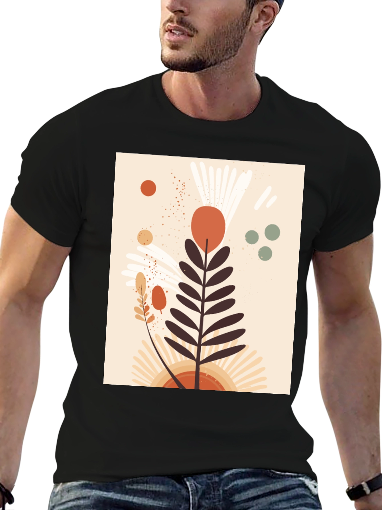 Botanical Graphic Black T-Shirt