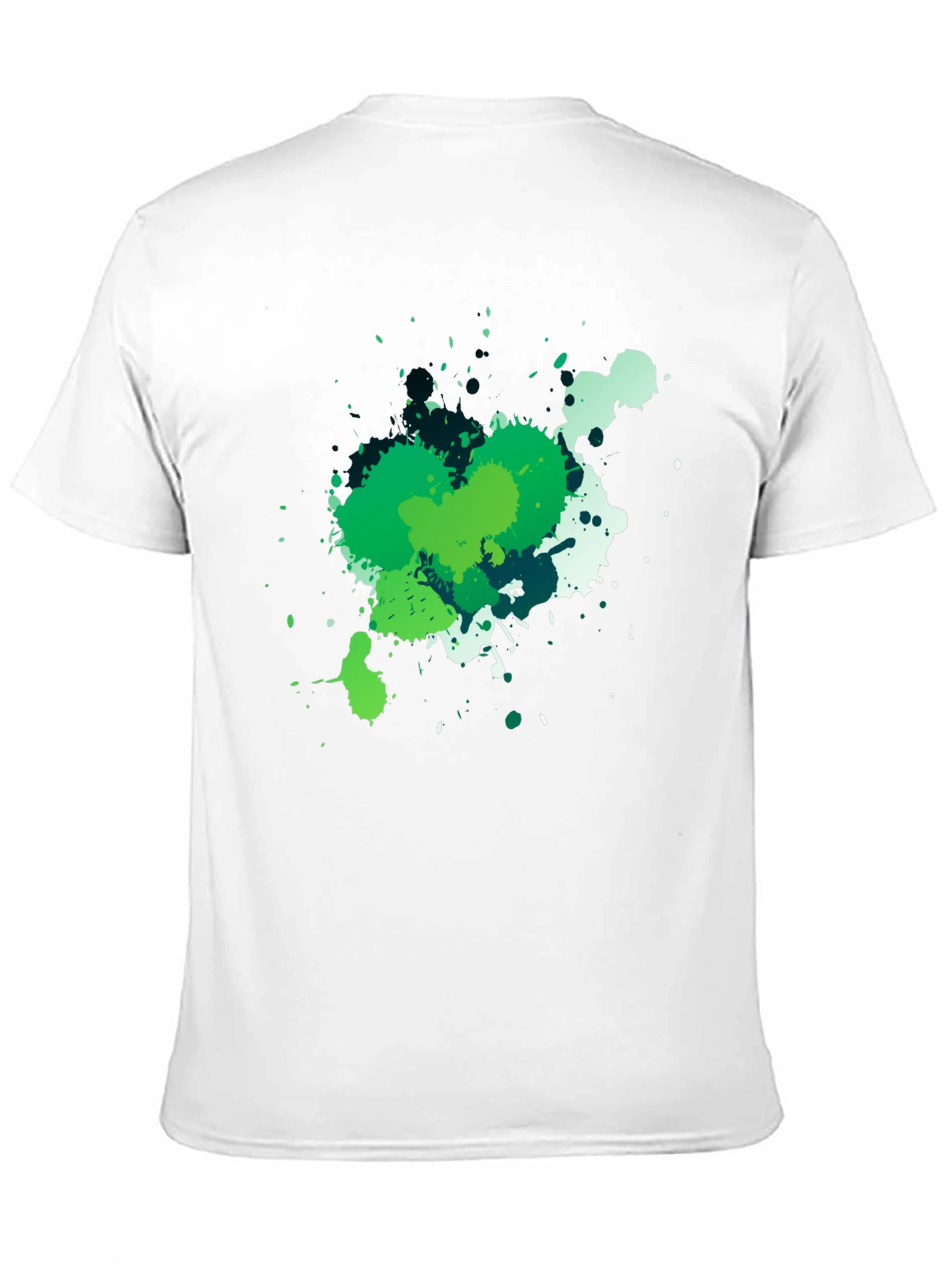 Abstract Green Splatter Graphic Black T-Shirt