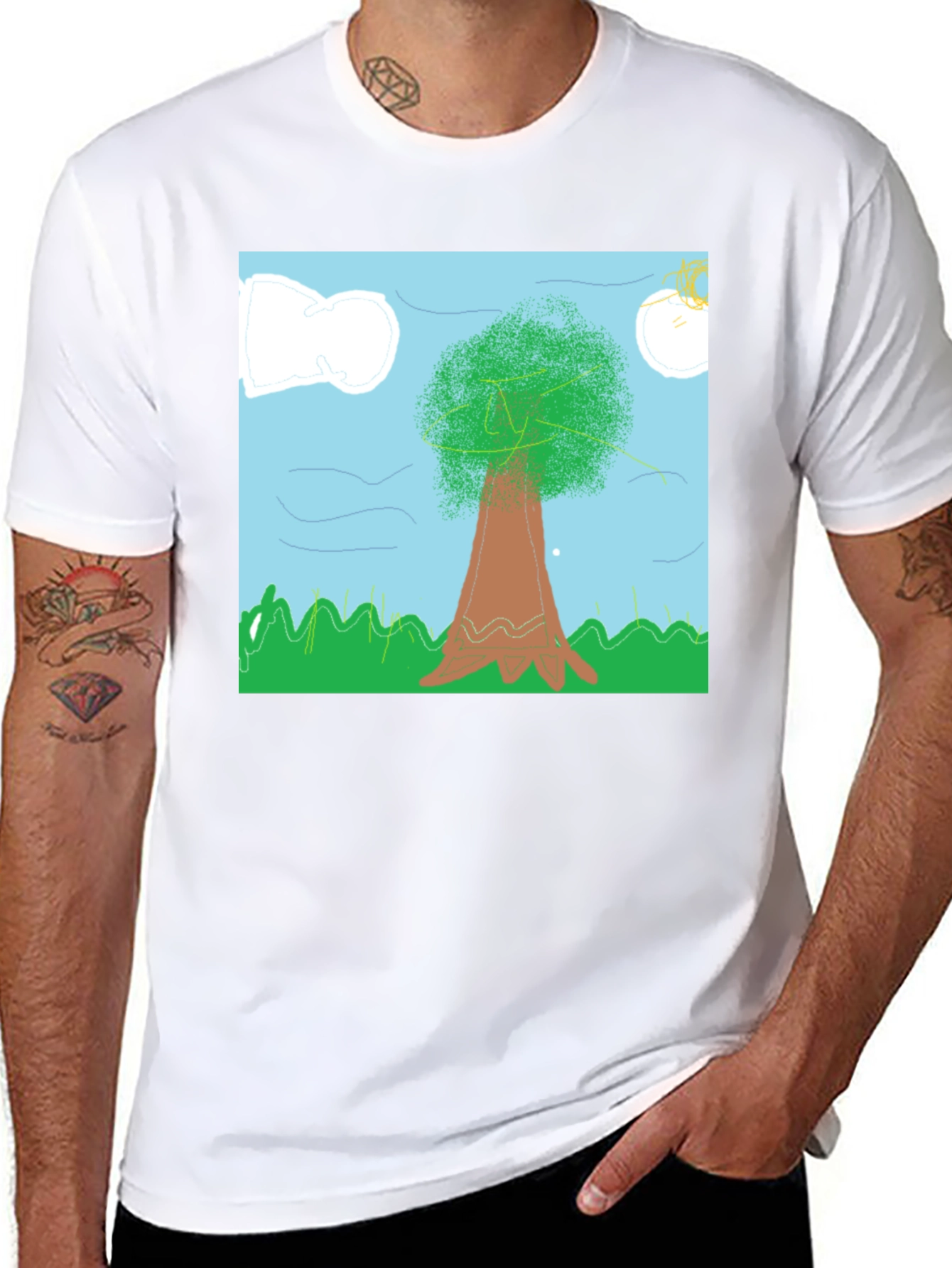 Nature Scene Tee - Artistic Tree Graphic T-Shirt