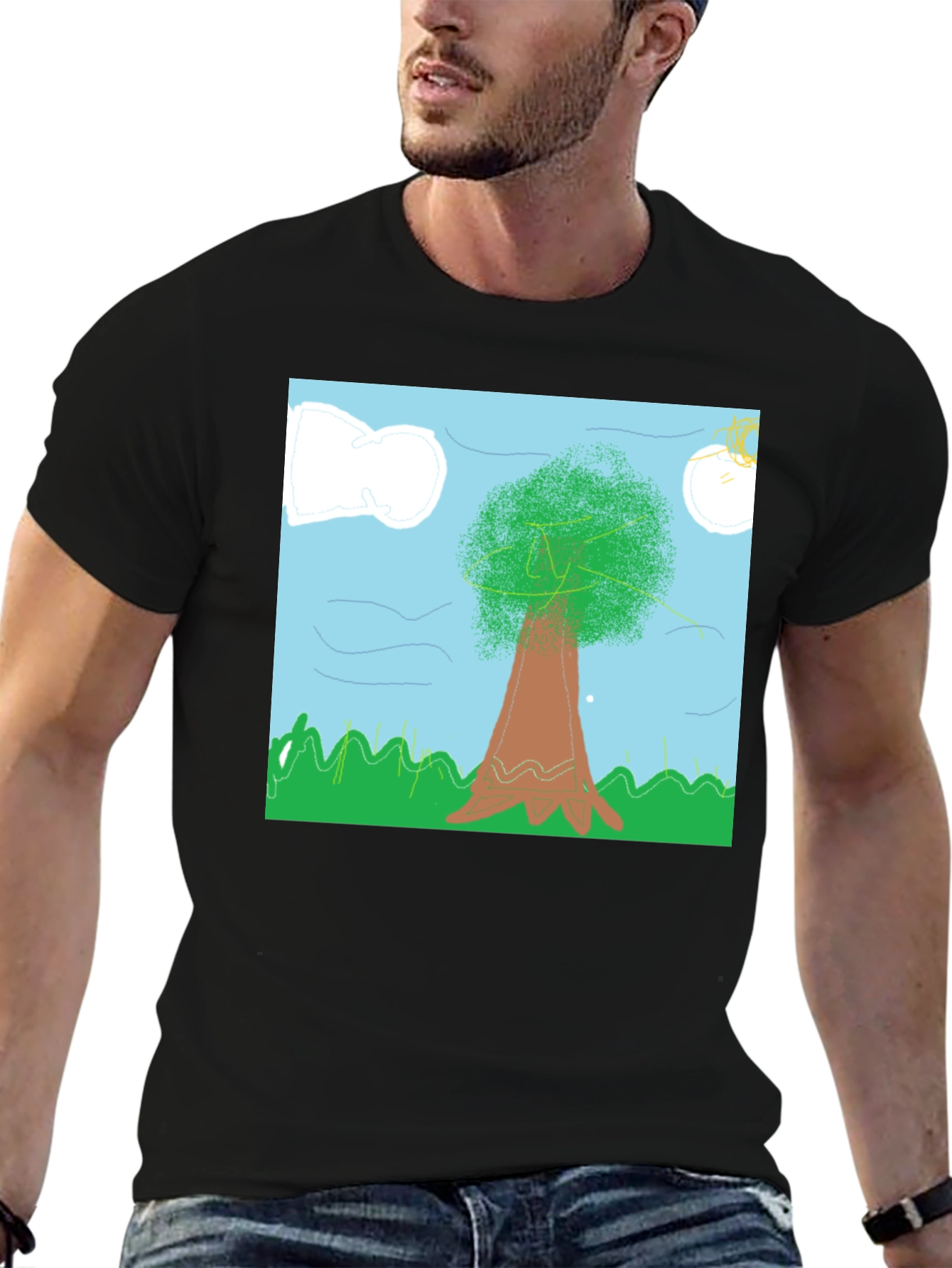 Nature Scene Tee - Artistic Tree Graphic T-Shirt