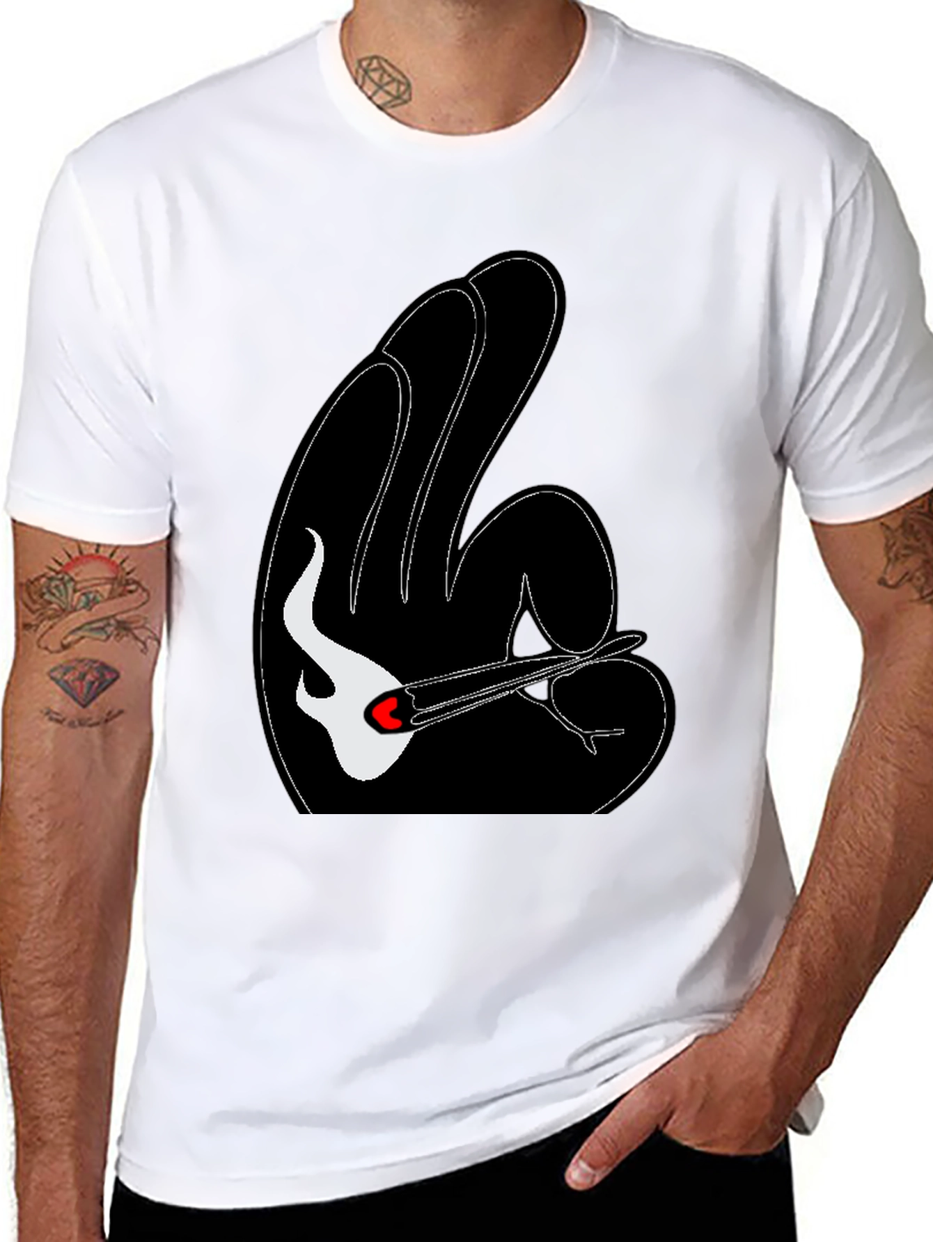 Unique Graphic Tee - Guitar & Hand Gesture