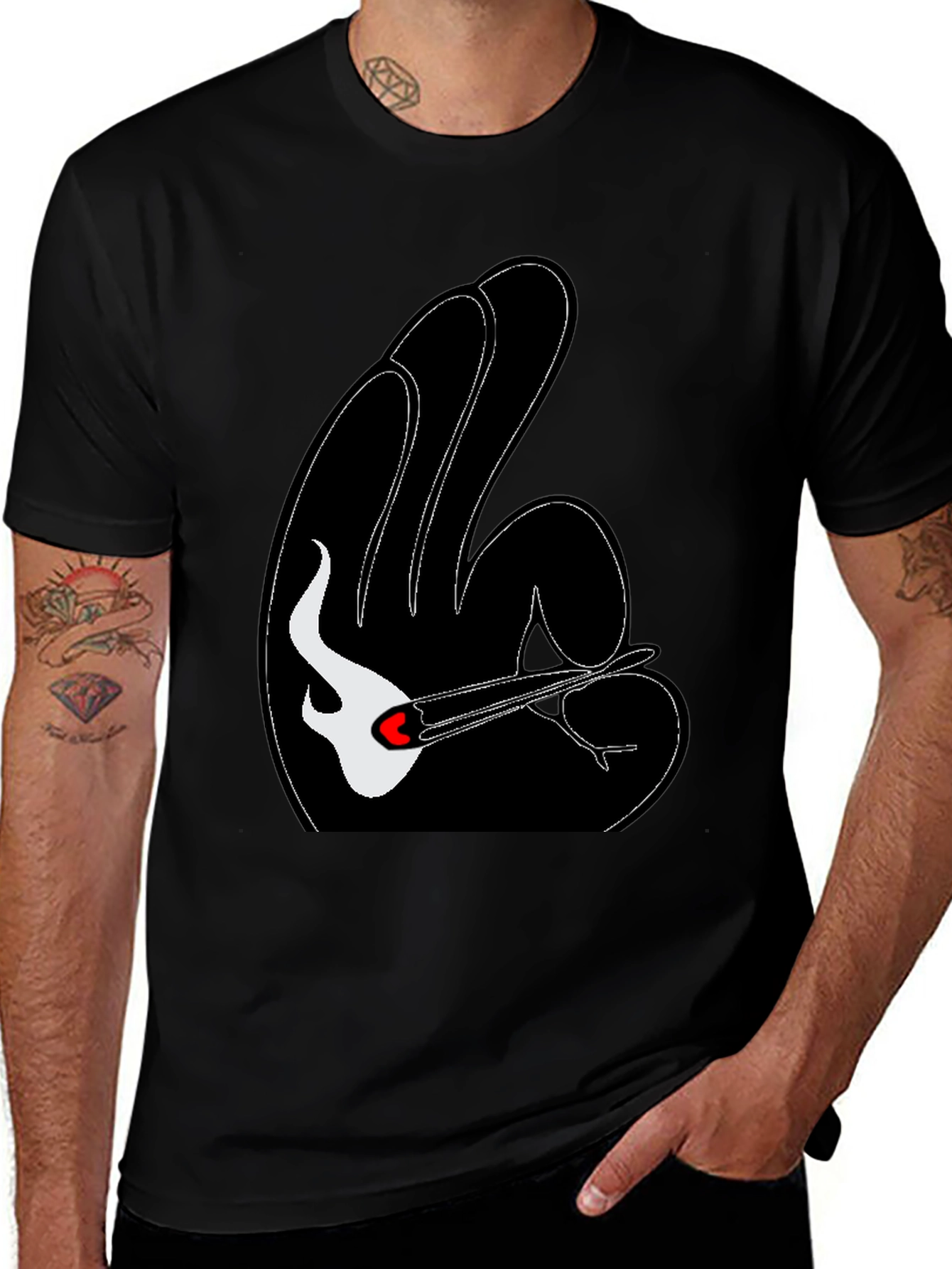 Unique Graphic Tee - Guitar & Hand Gesture