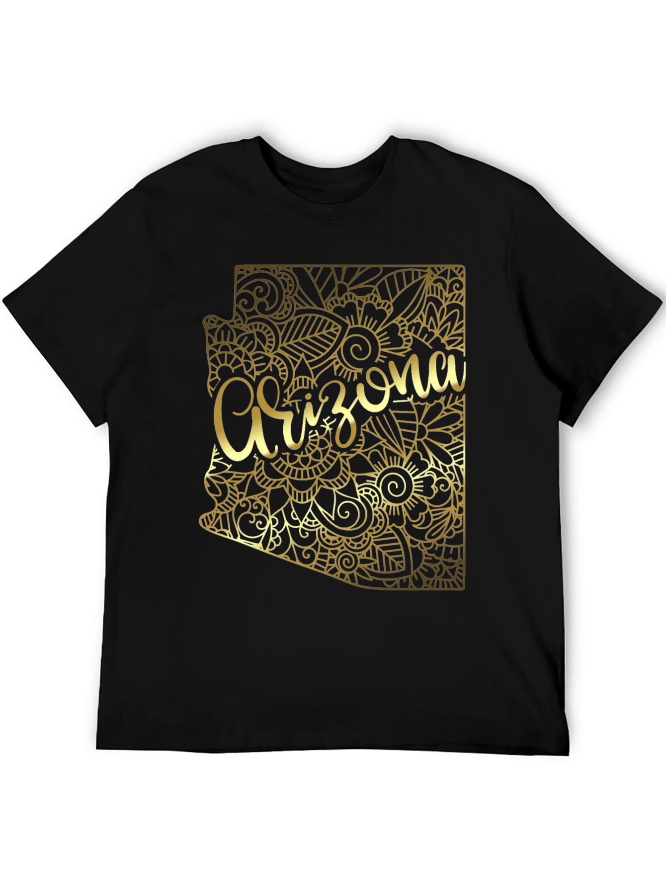Arizona State Floral Gold Graphic Black T-Shirt