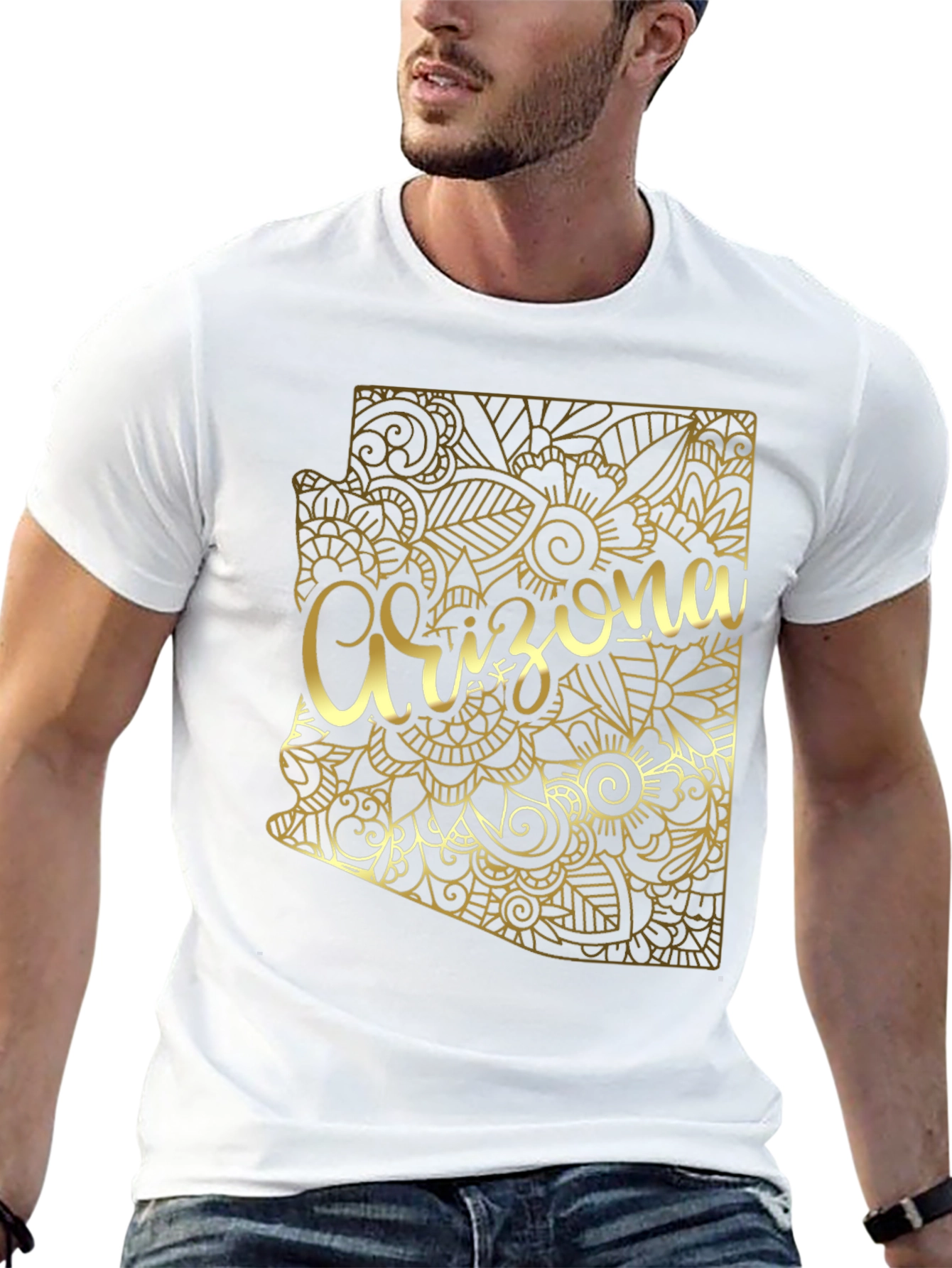 Arizona State Floral Gold Graphic Black T-Shirt
