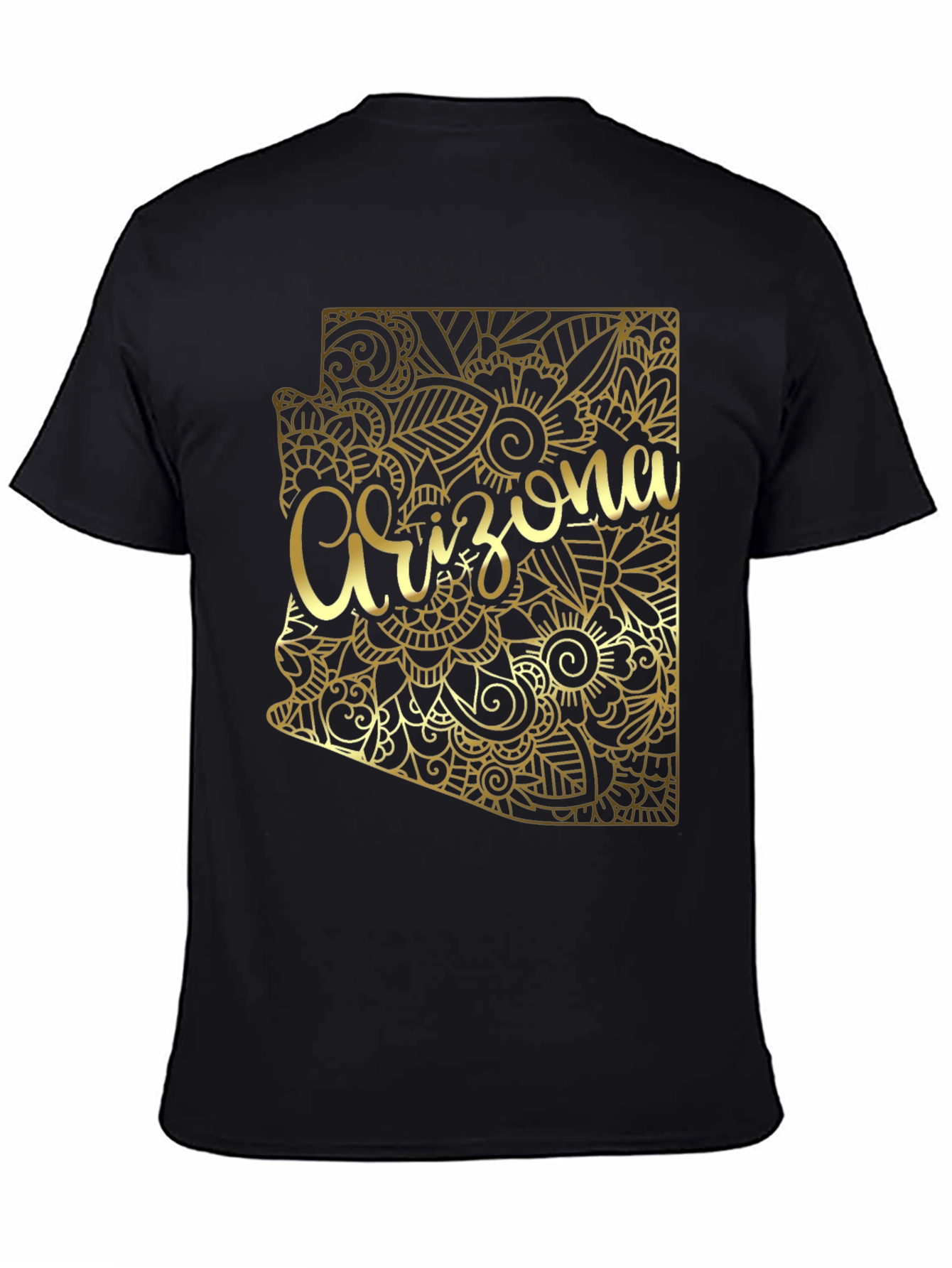 Arizona State Floral Gold Graphic Black T-Shirt
