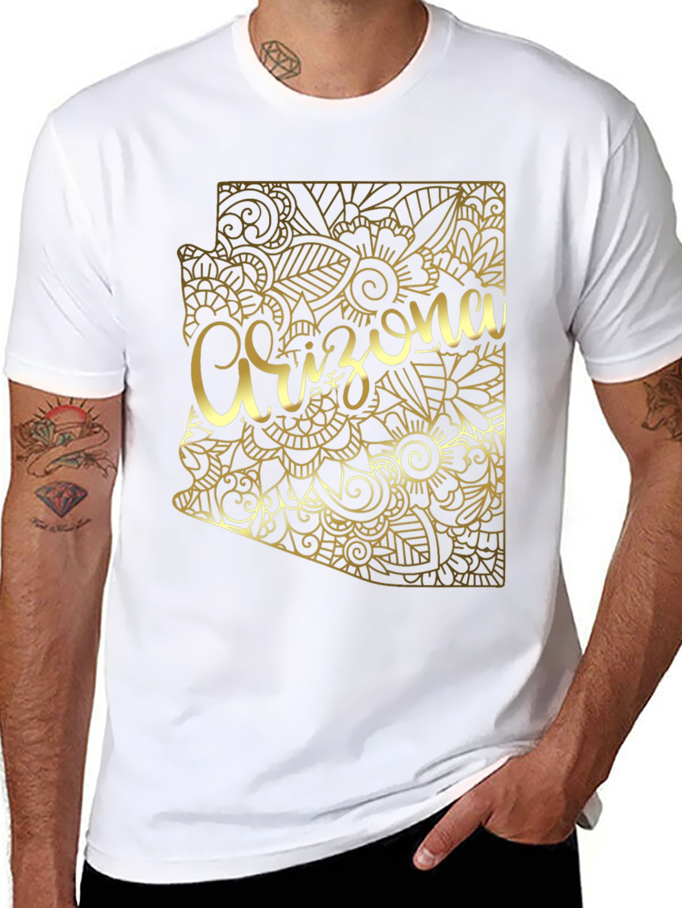Arizona State Floral Gold Graphic Black T-Shirt