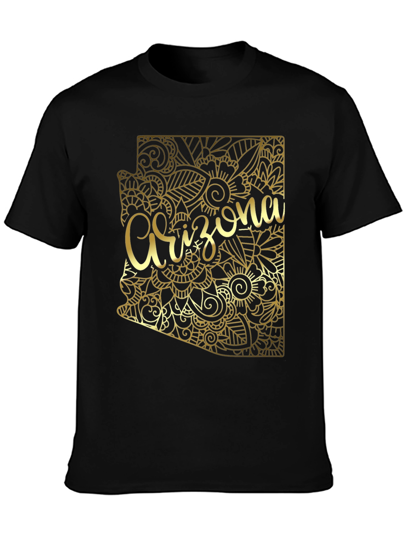 Arizona State Floral Gold Graphic Black T-Shirt