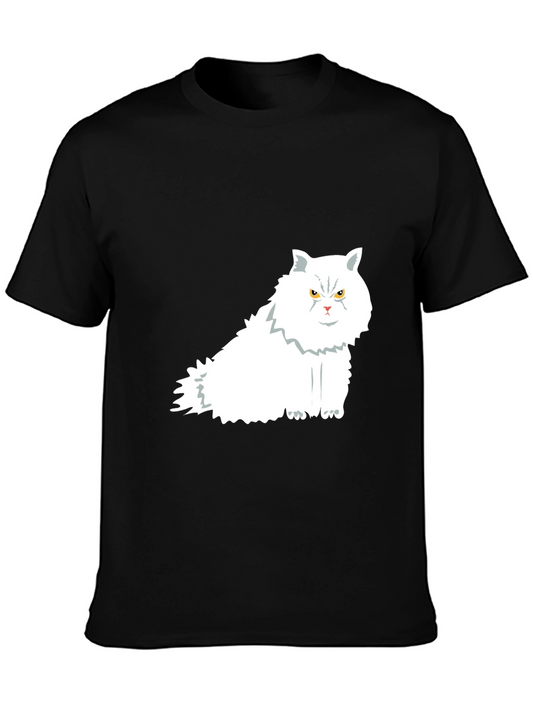 Cat Graphic Print Black T-Shirt