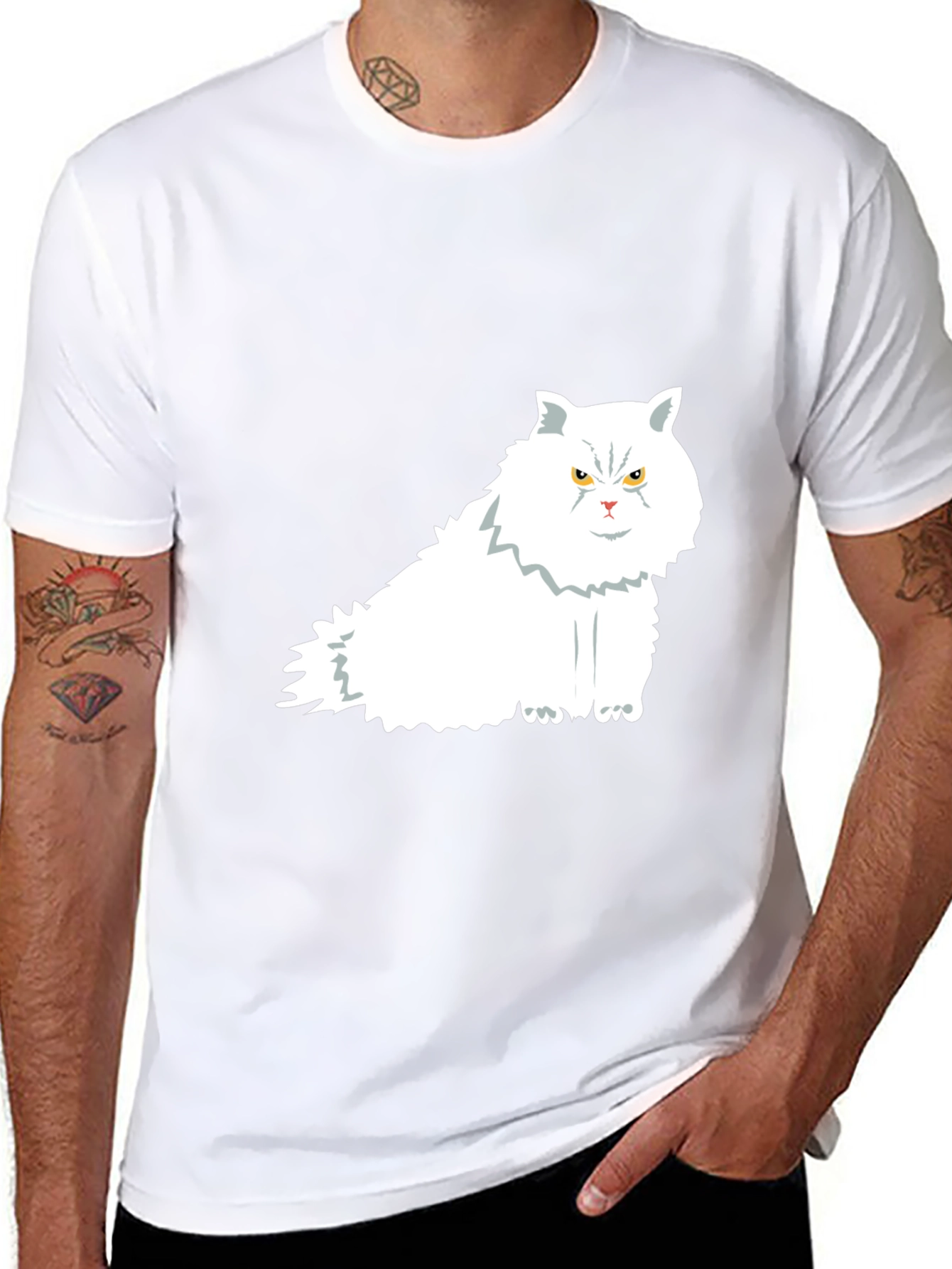 Cat Graphic Print Black T-Shirt