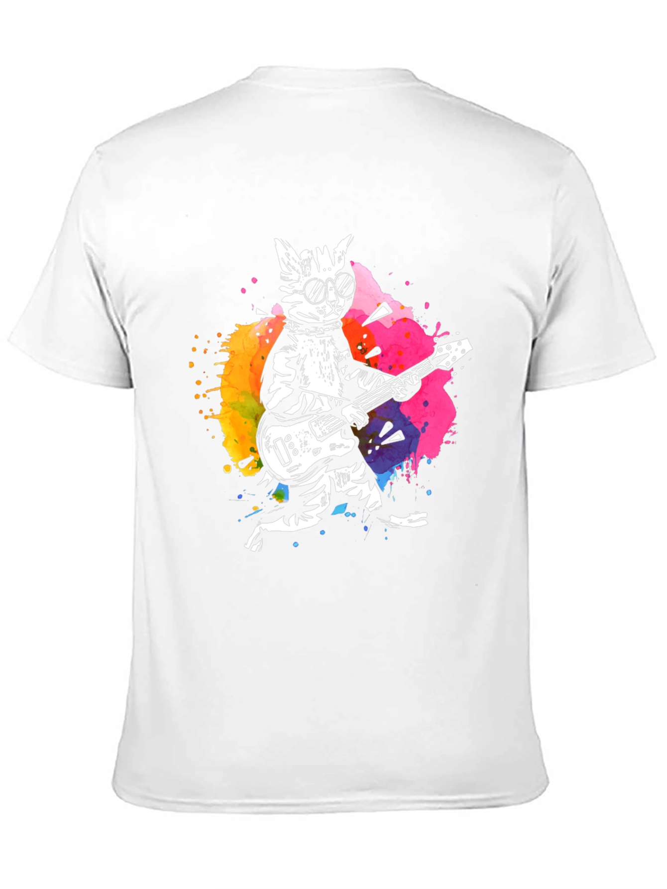 Cool Cat Guitarist Graphic Tee - Black