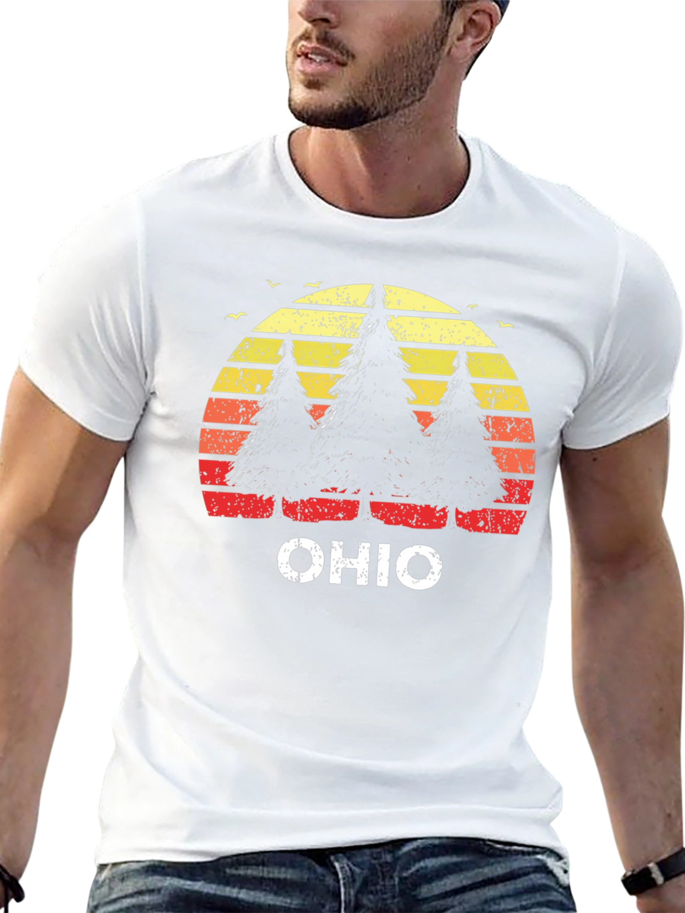 Ohio Trees Retro Sunset T-Shirt
