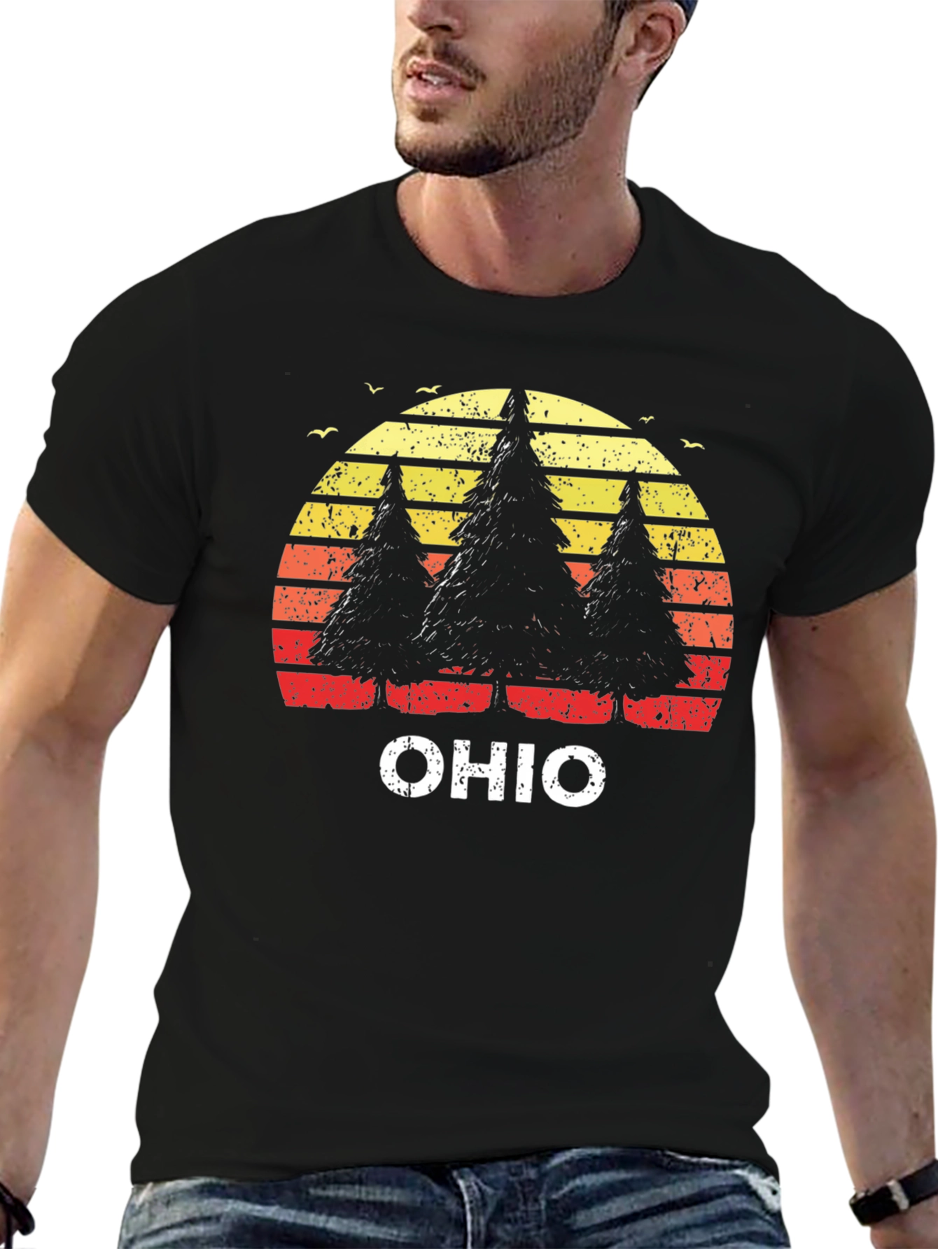 Ohio Trees Retro Sunset T-Shirt