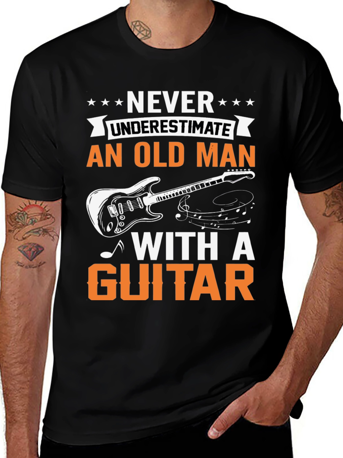 Never Underestimate an Old Man with a Guitar T-Shirt