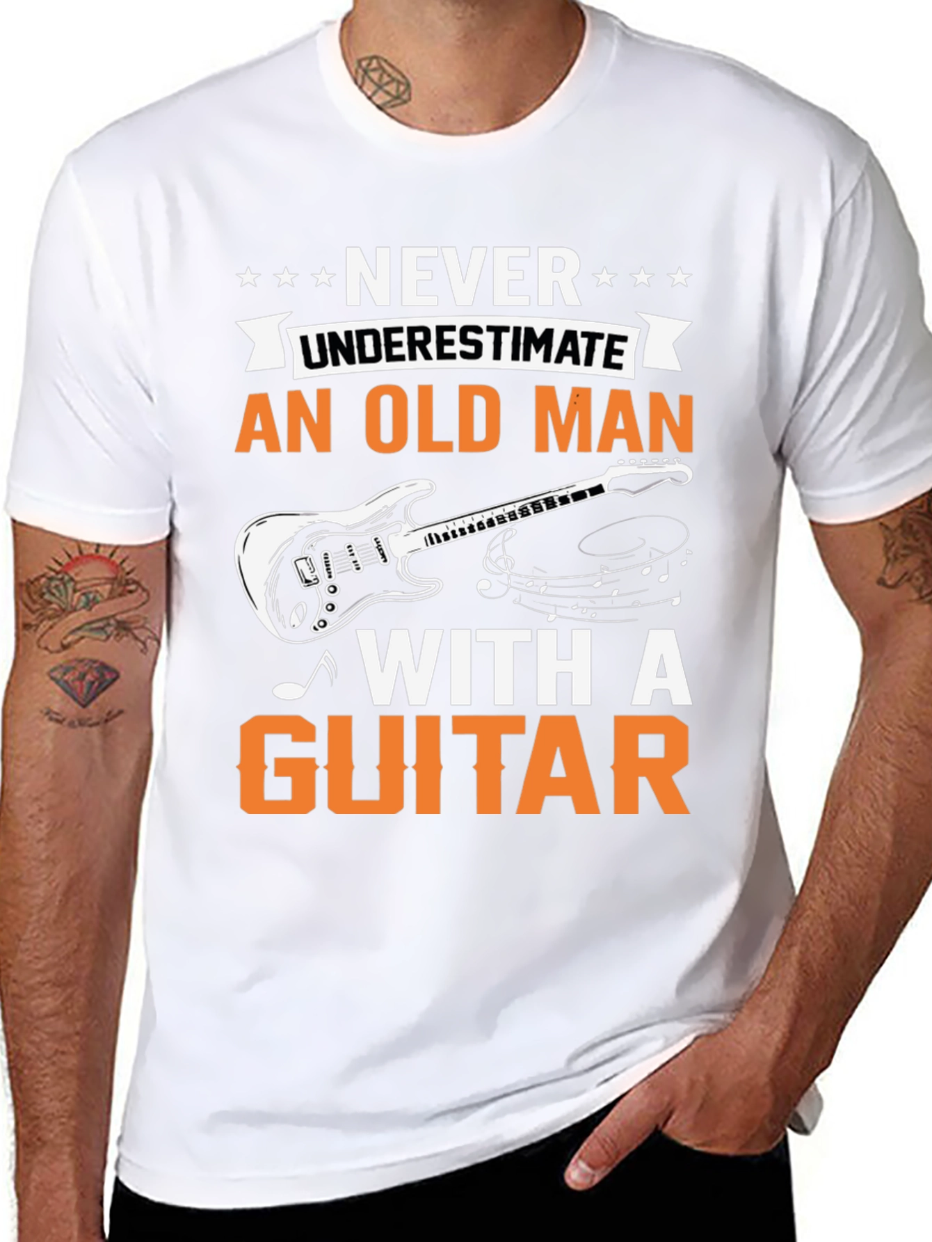 Never Underestimate an Old Man with a Guitar T-Shirt