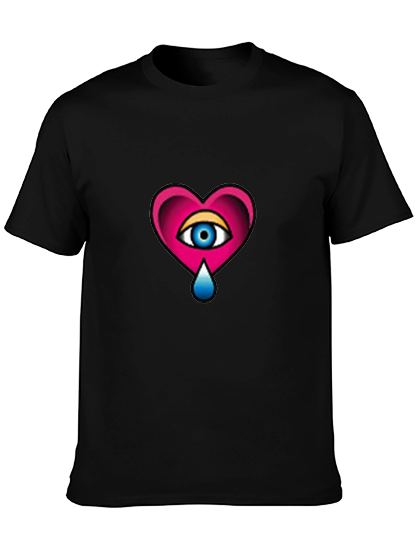 Heart Eye Graphic Tee - Stylish Black T-Shirt