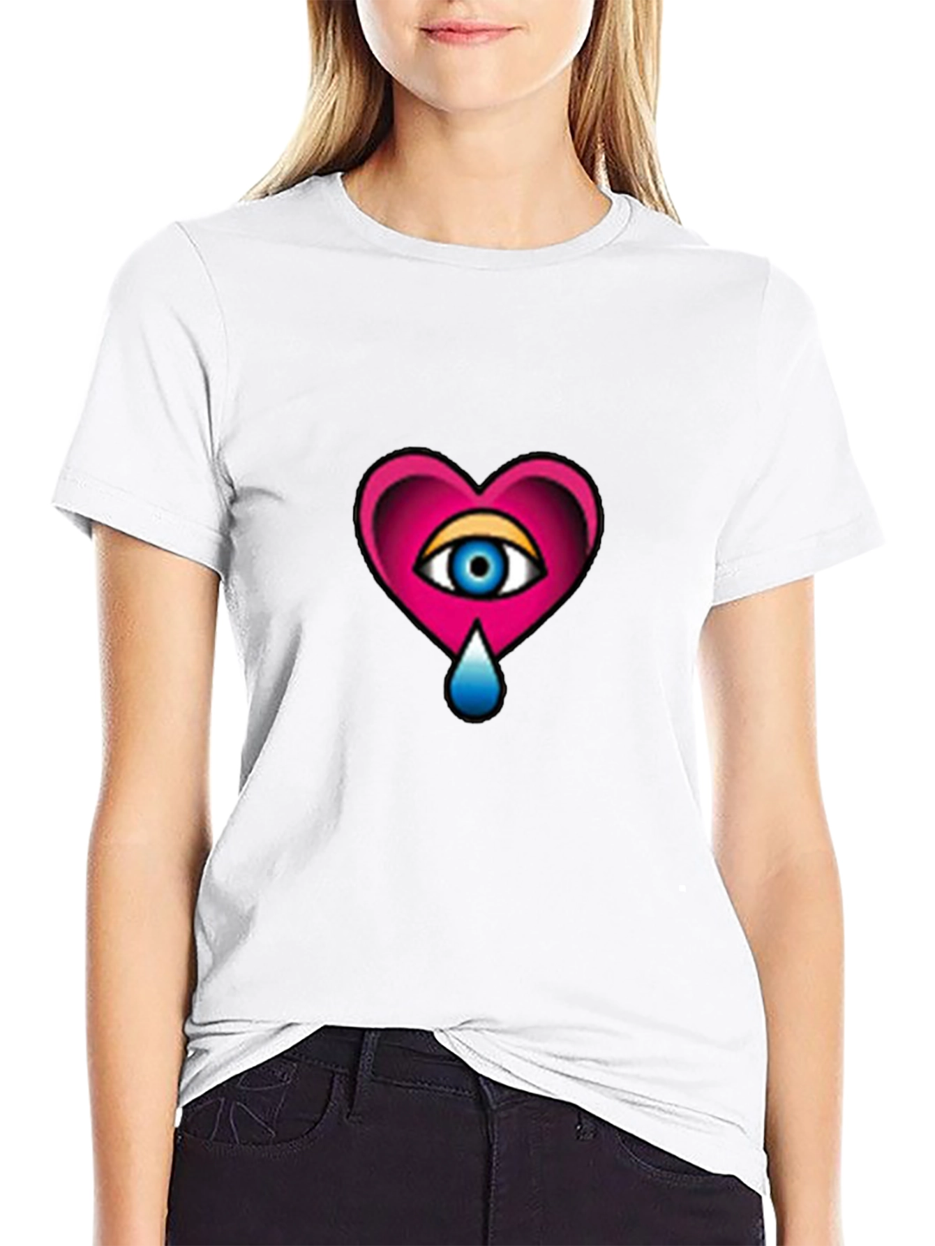 Heart Eye Graphic Tee - Stylish Black T-Shirt