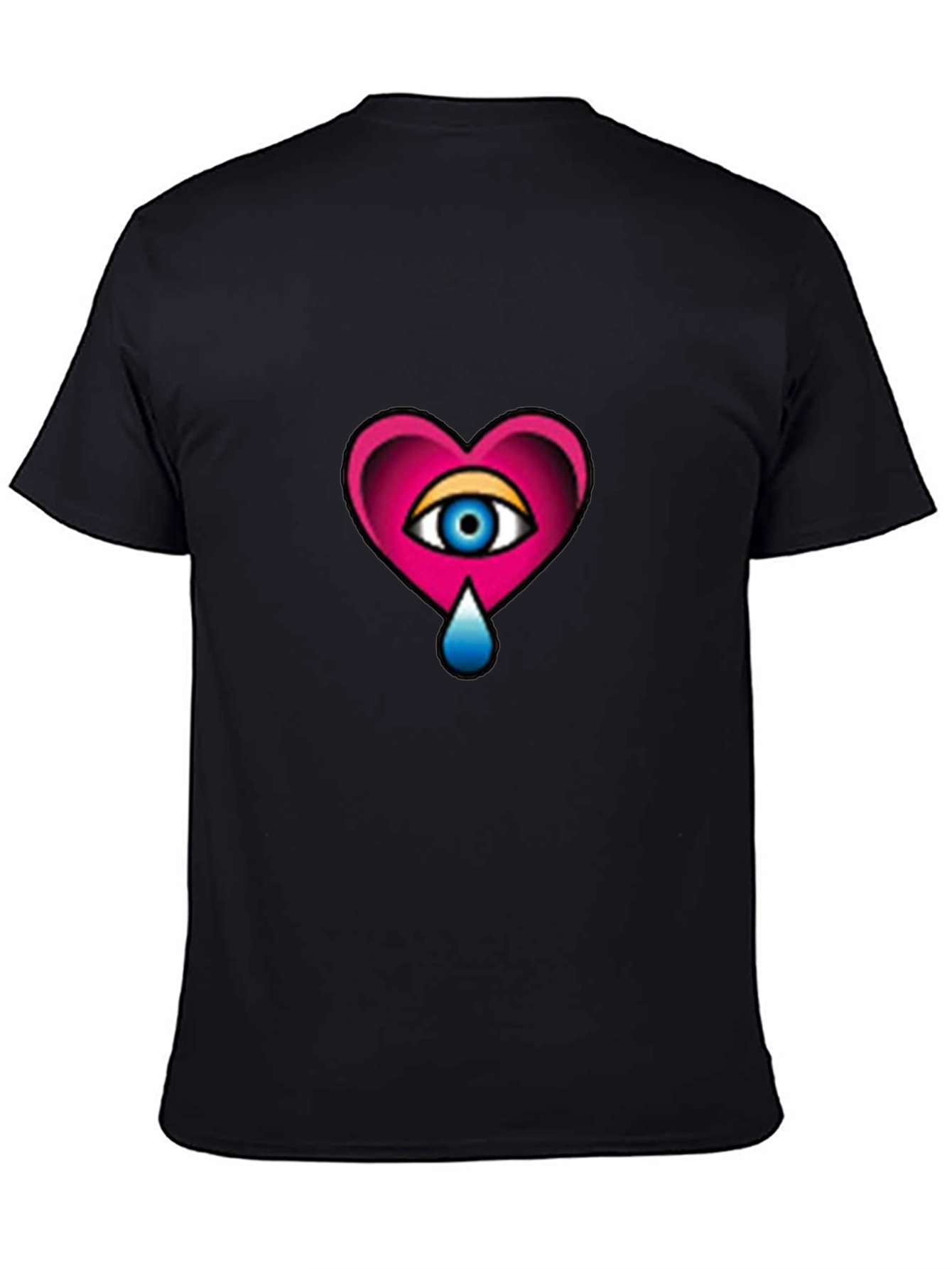 Heart Eye Graphic Tee - Stylish Black T-Shirt