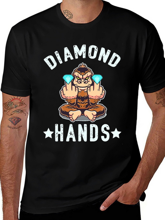 Diamond Hands Monkey Graphic Tee - Black
